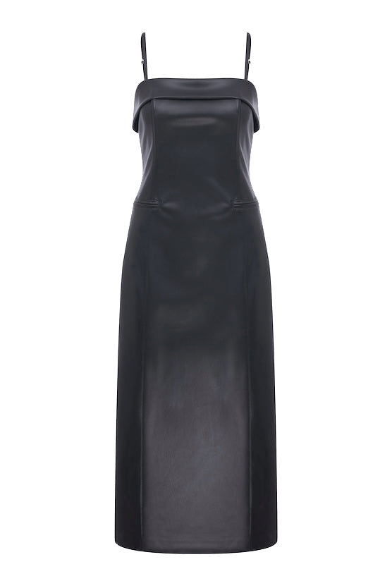 Gaia Vegan Leather Midi Dress made by Nazli Ceren