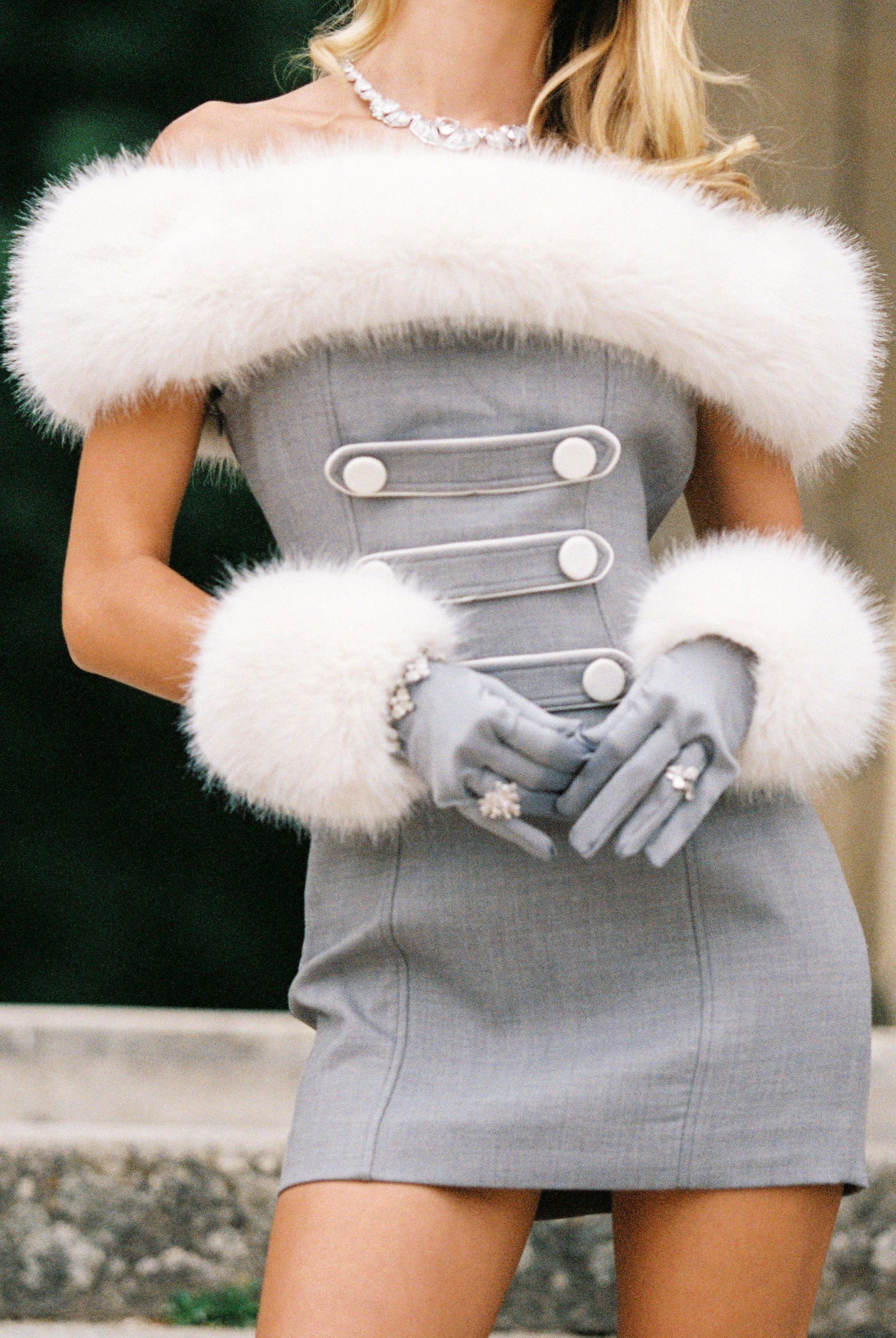 Lina Fur Dress (Final Sale) in Grey made by Nana Jacqueline