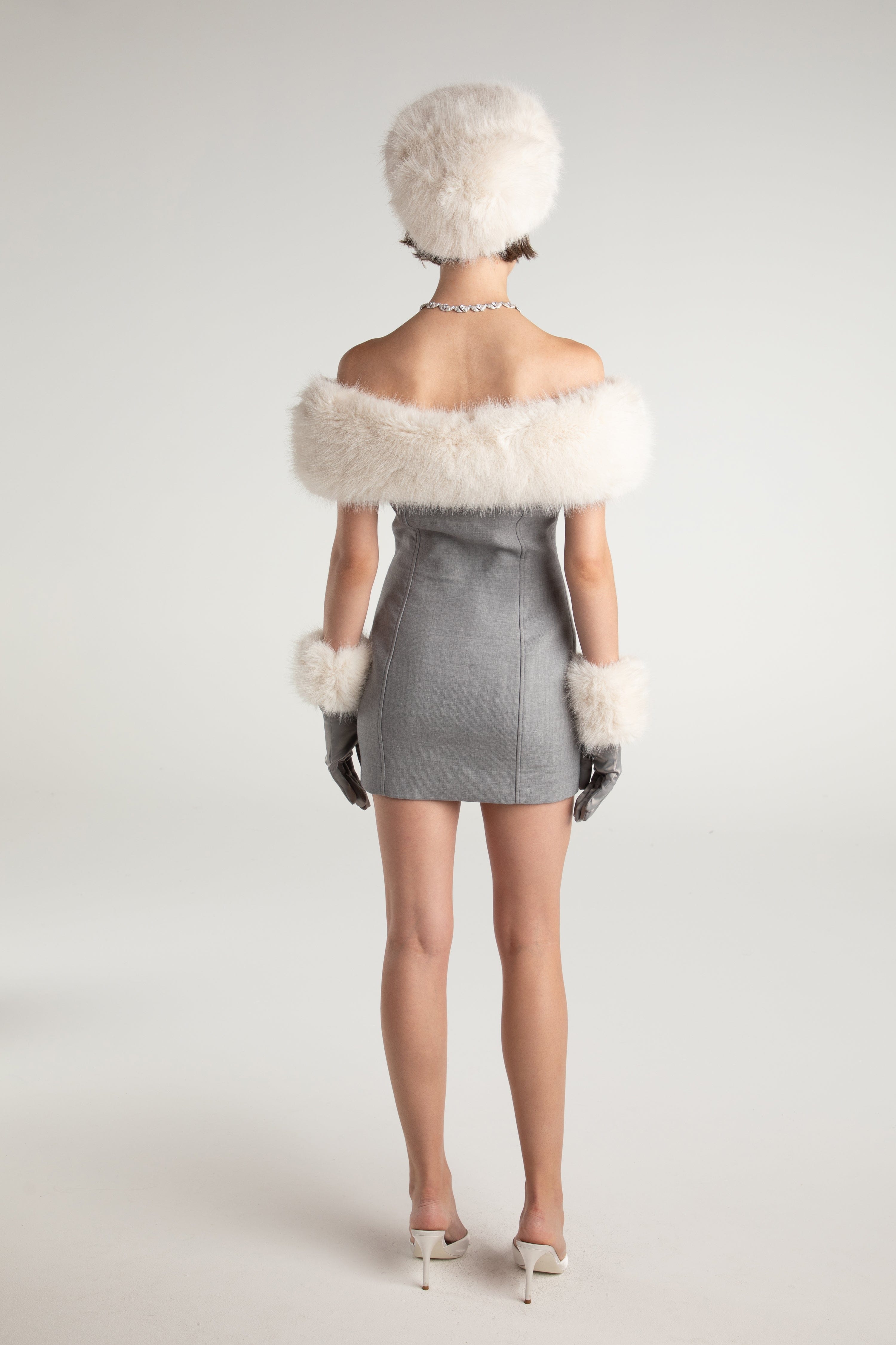 Lina Fur Dress (Final Sale) in Grey made by Nana Jacqueline