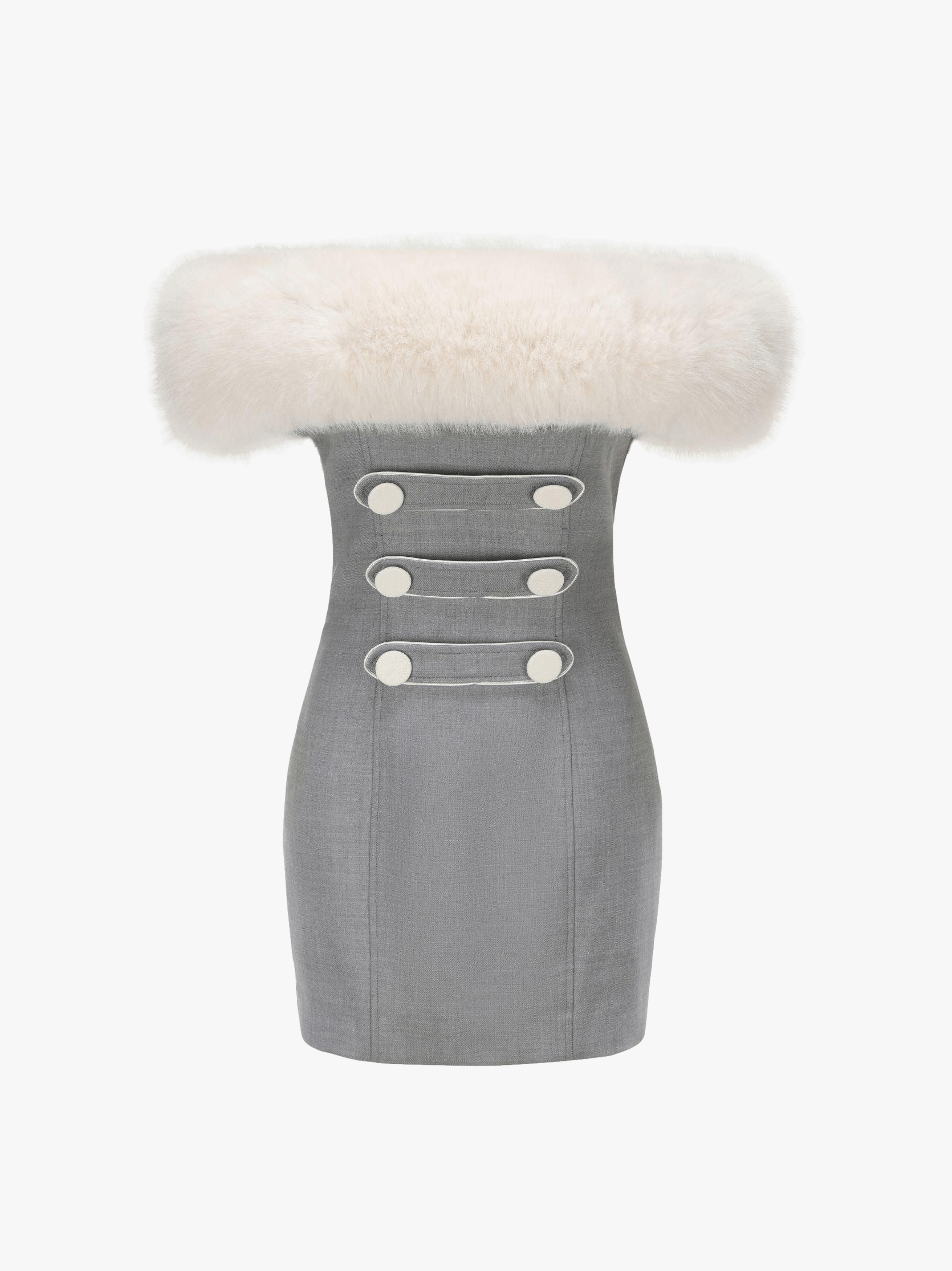 Lina Fur Dress (Final Sale) in Grey made by Nana Jacqueline