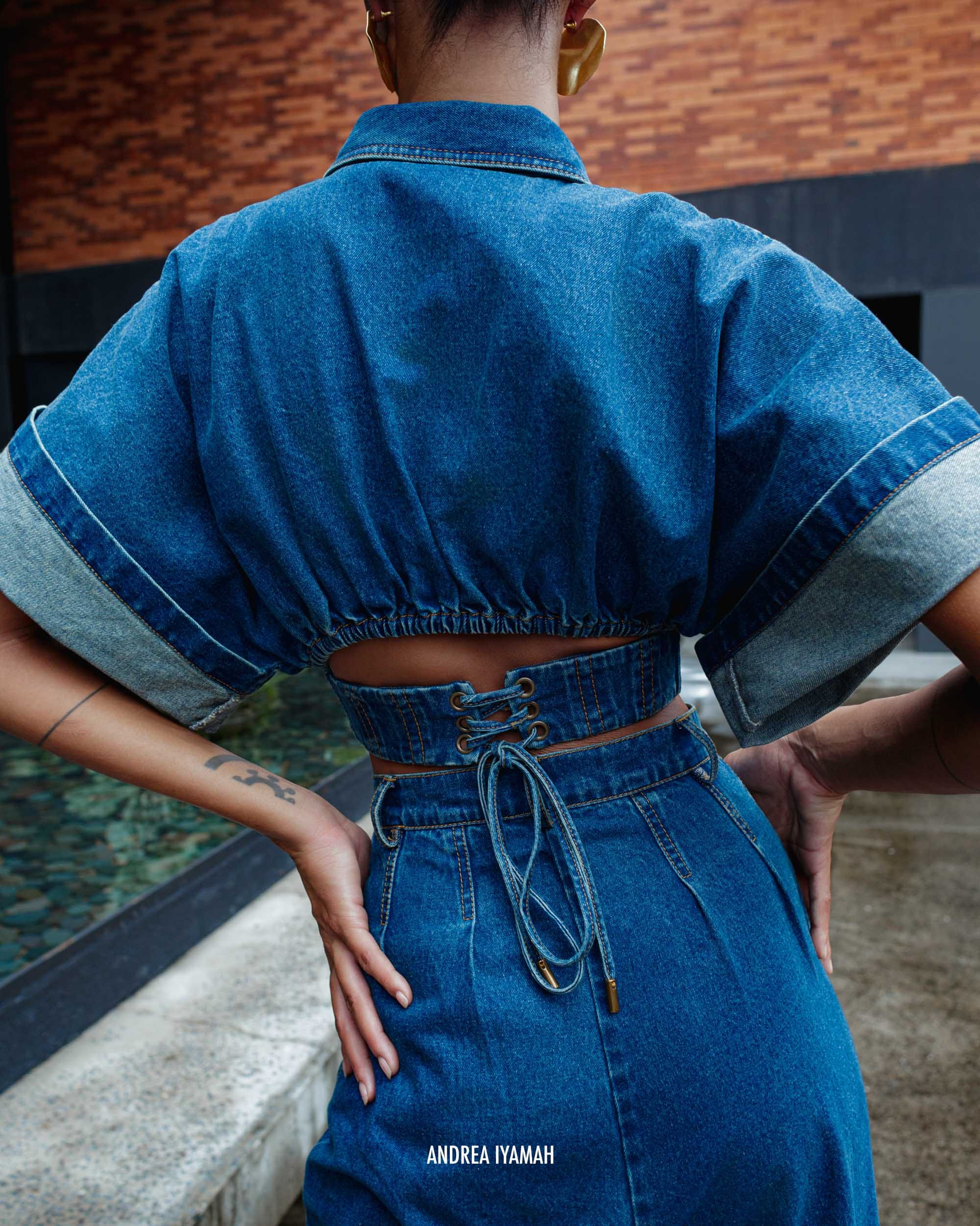 ALU CROP TOP - DENIM made by Andrea Iyamah