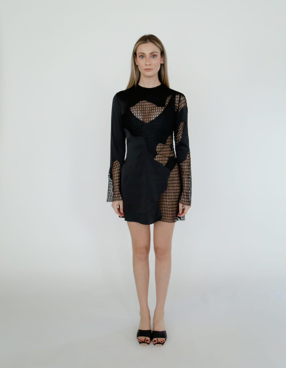 MARGOT Black Silk Mini Dress in Black made by MAET
