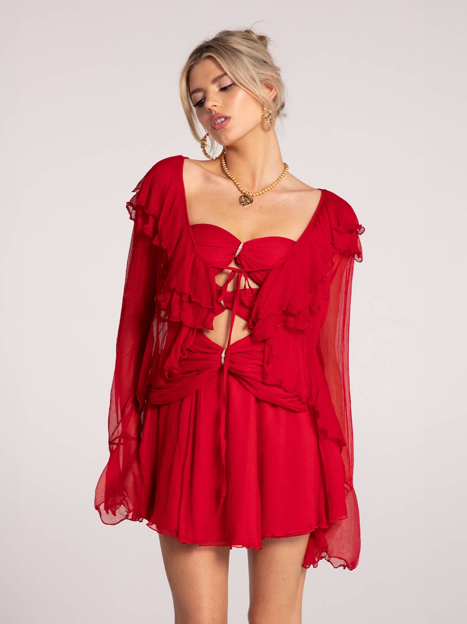 Annika Cardigan (Red) made by Nana Jacqueline