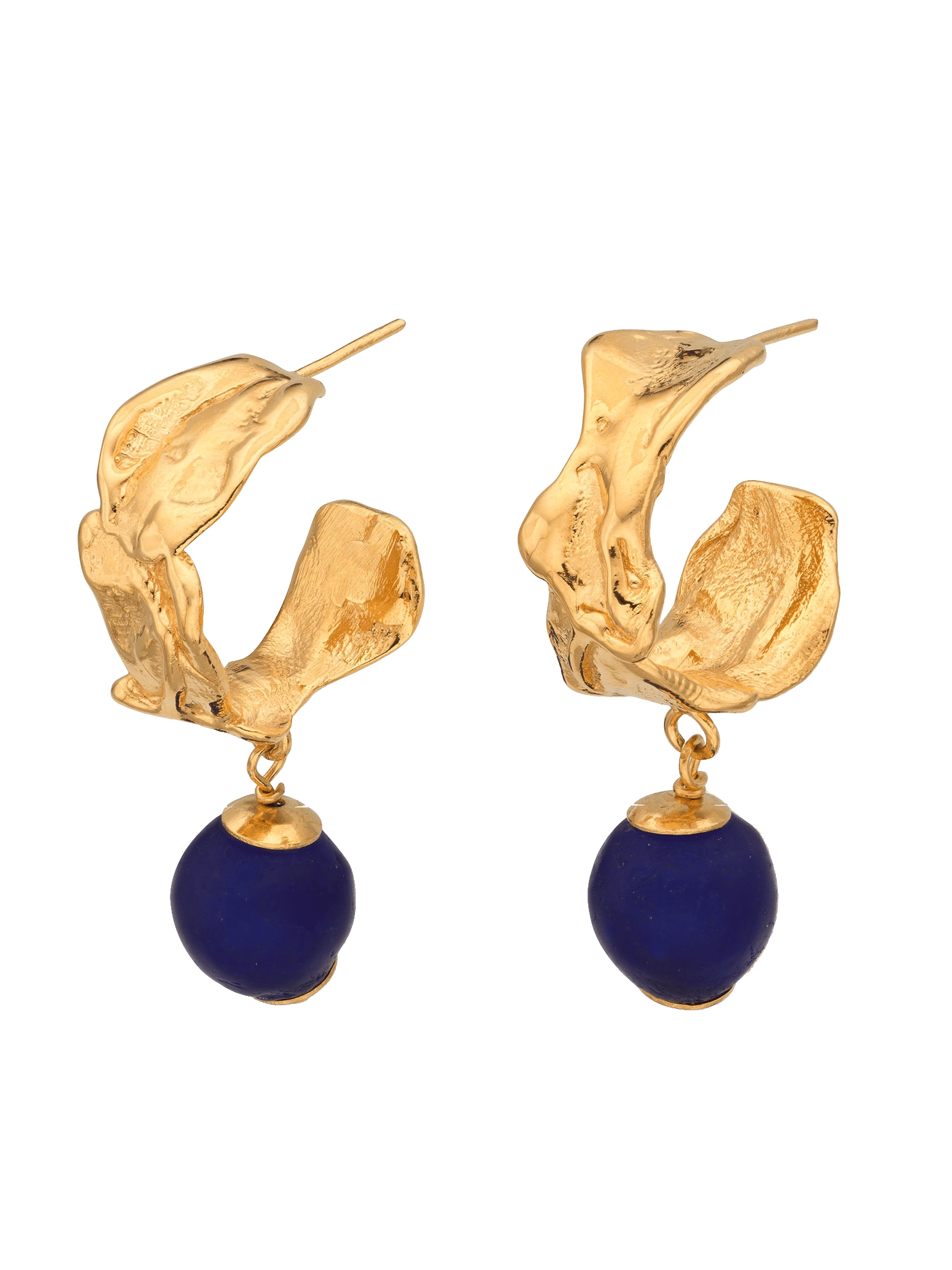 Vacation Deep Blue Hoop Earrings Gold made by Eva Remenyi