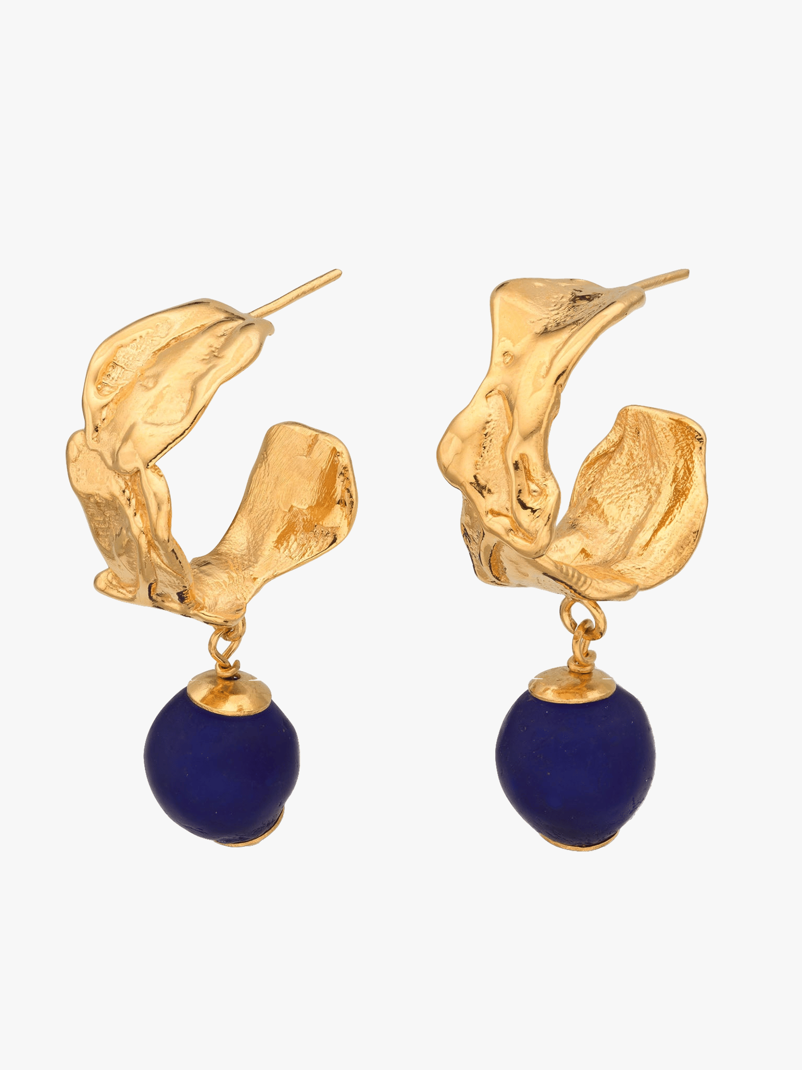 Vacation Deep Blue Hoop Earrings Gold made by Eva Remenyi