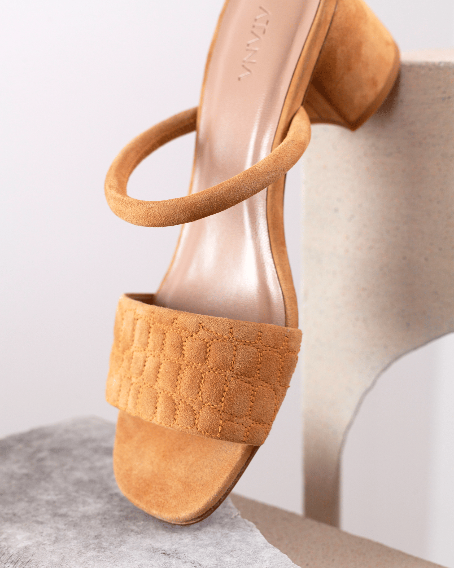 Quilted Croc Mule 55 Golden Rod in Orange made by ATANA