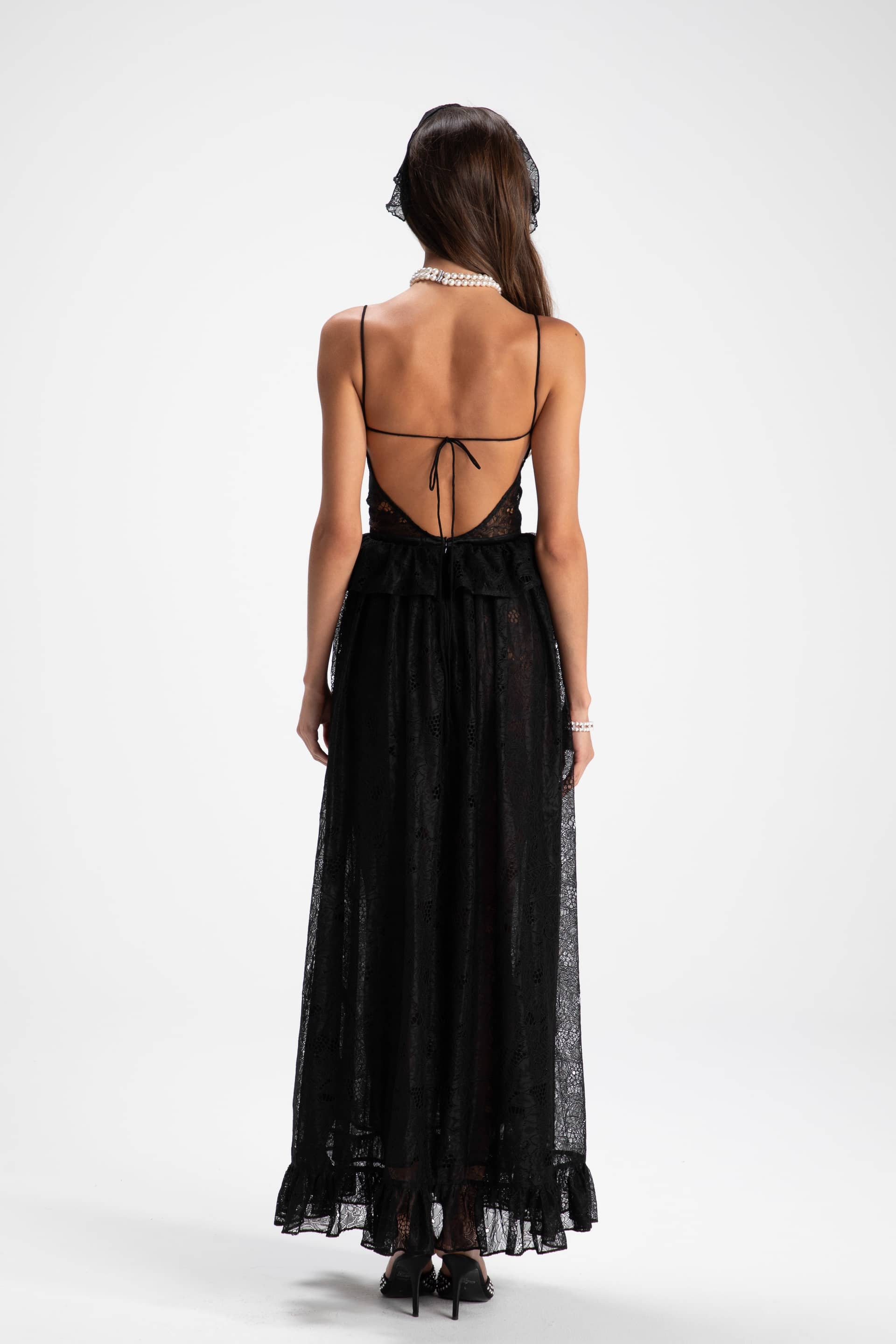 Adriana Lace Dress in Black made by Nana Jacqueline