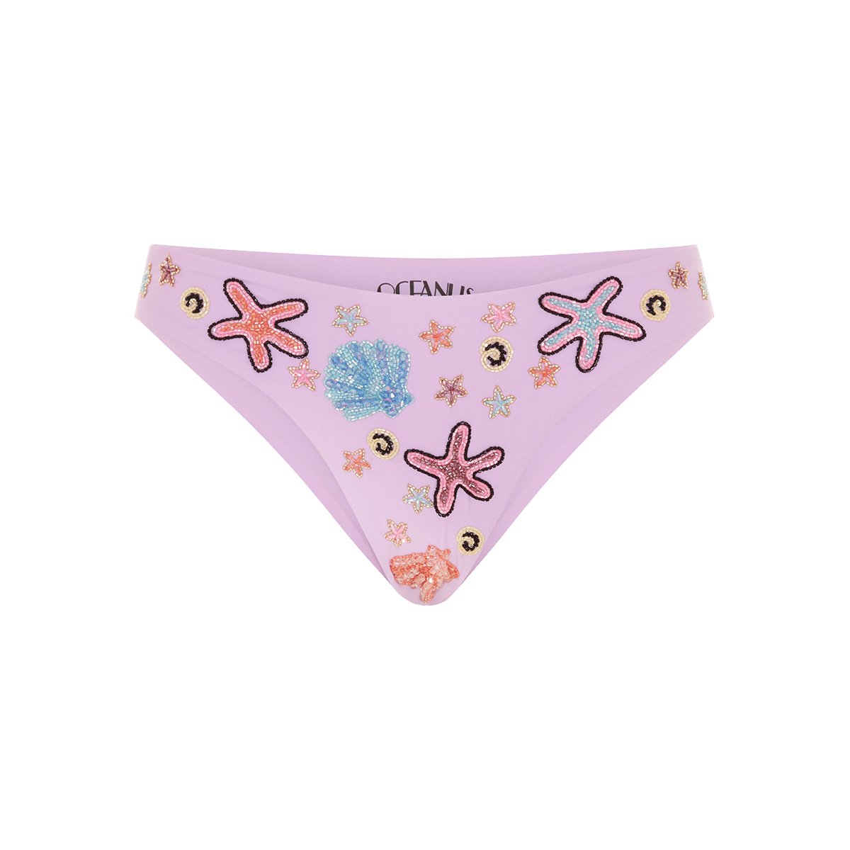 Quinn Embellished Slip On Lilac Bikini Bottoms made by Oceanus Swimwear