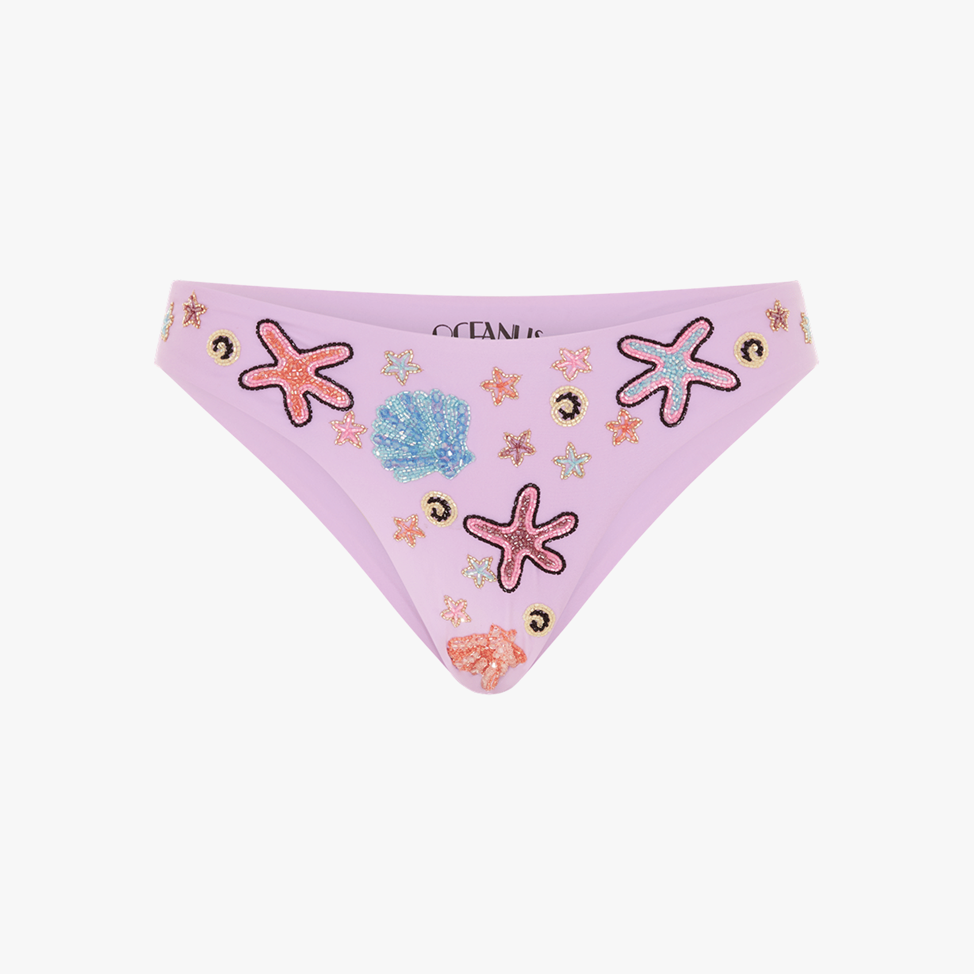 Quinn Embellished Slip On Lilac Bikini Bottoms made by Oceanus Swimwear