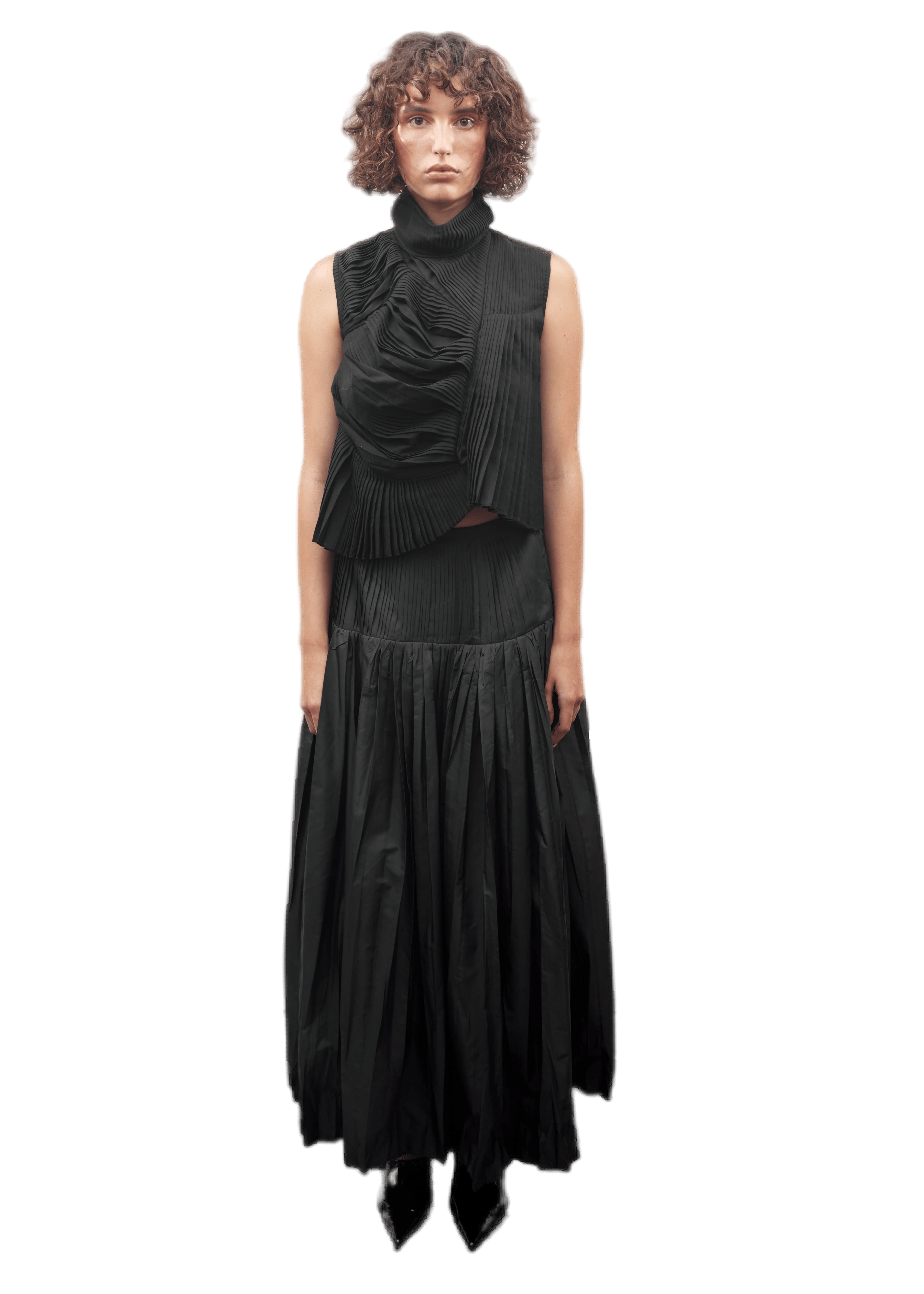 Hand-pleated A-line midi SKIRT made by Tamar Keburia