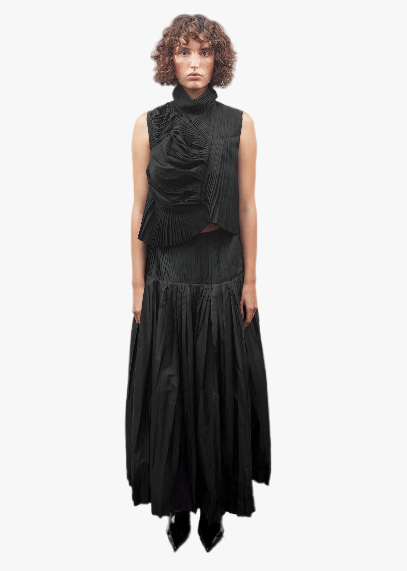 Hand-pleated A-line midi SKIRT made by Tamar Keburia