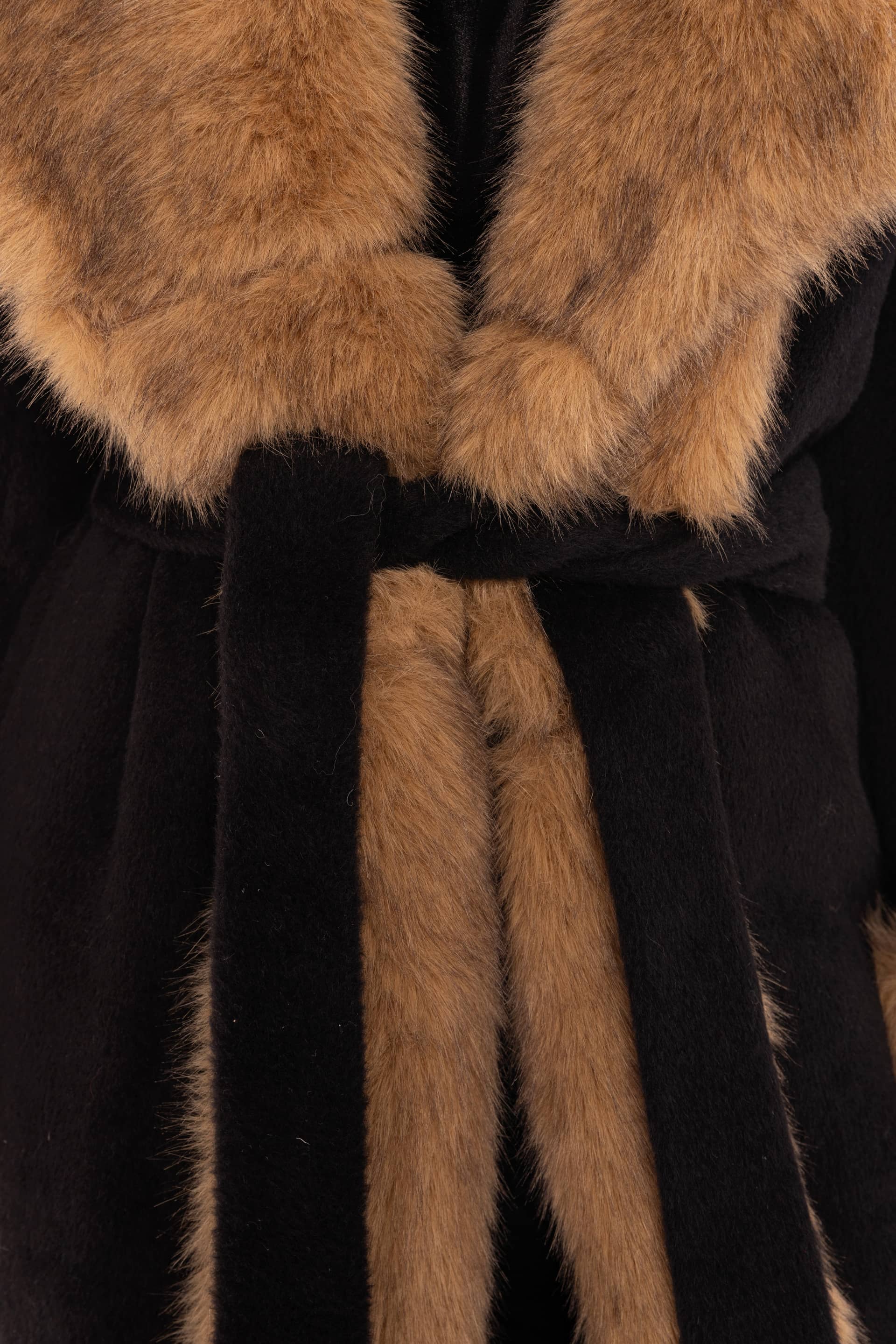 Adriana Faux Fur Coat (Black & Brown) made by Nana Jacqueline