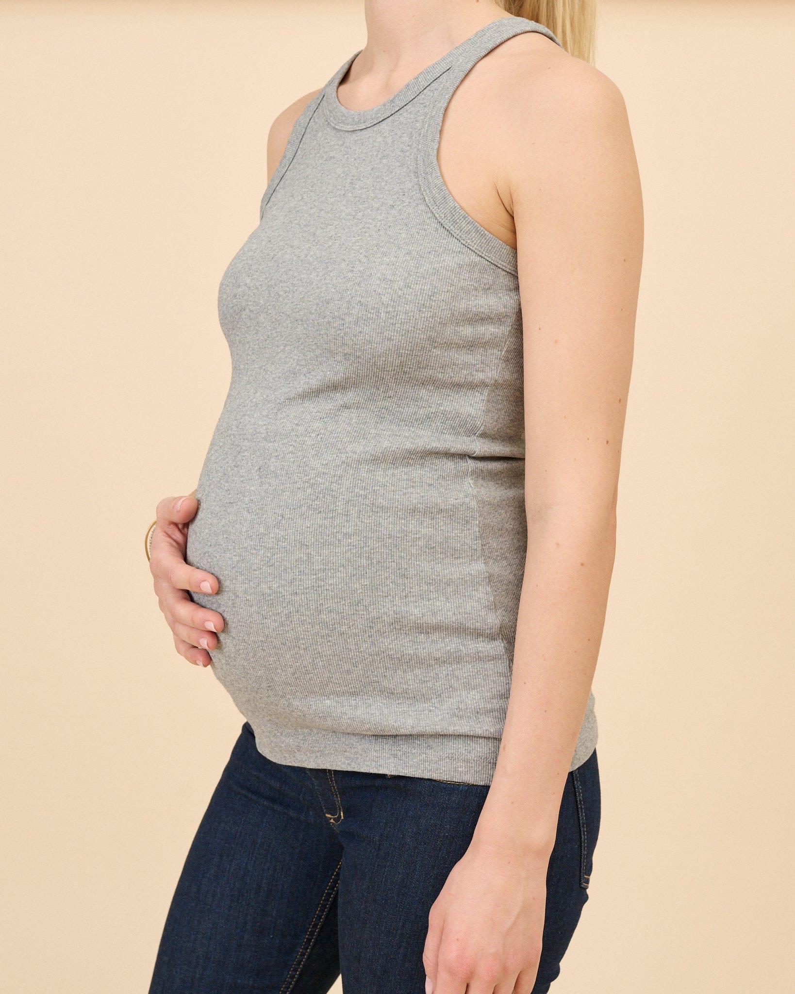 Ribbed Pregnancy Tank (Black/White/Grey Melange) made by Ilouity
