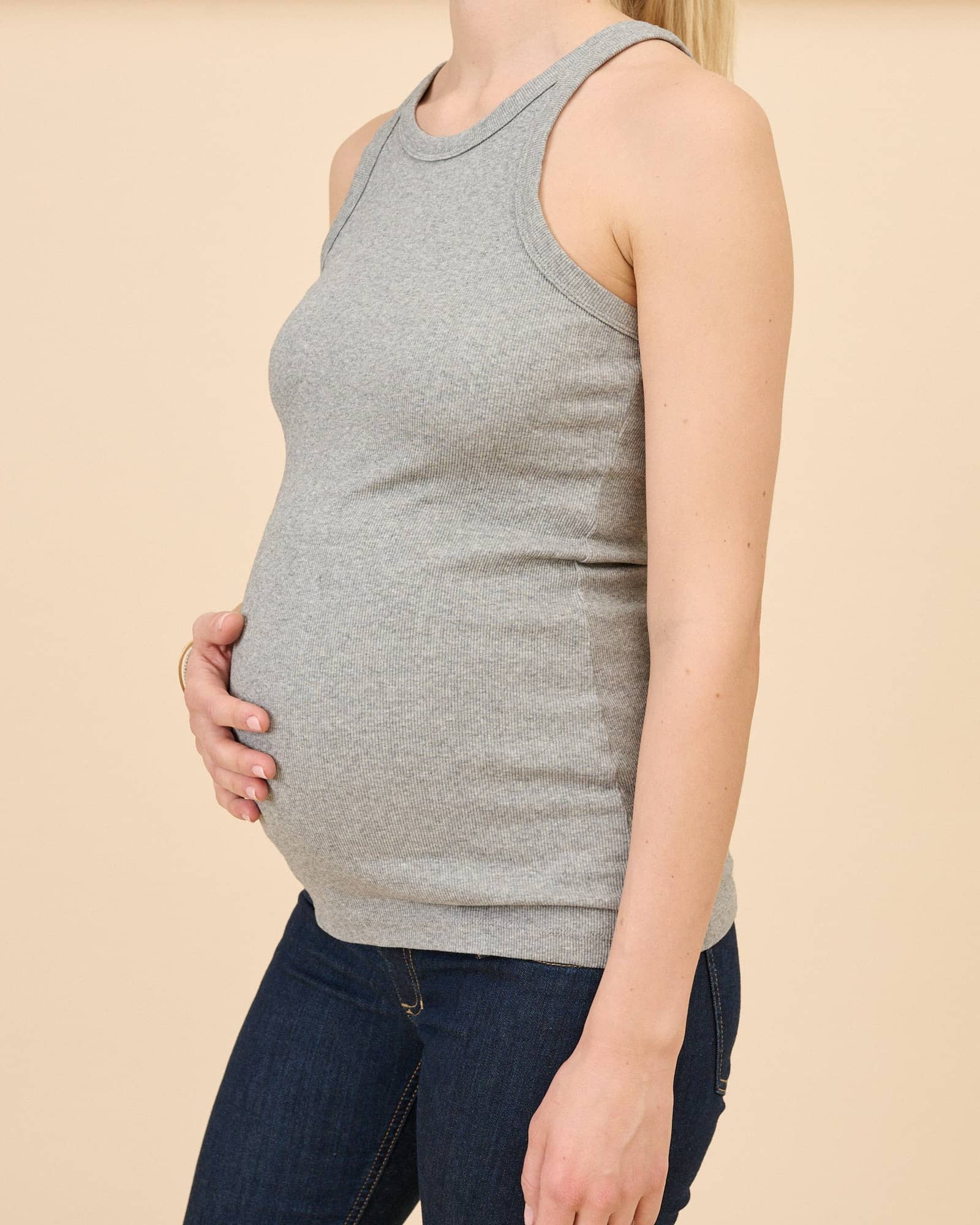 Ribbed Pregnancy Tank (Black/White/Grey Melange) made by Ilouity