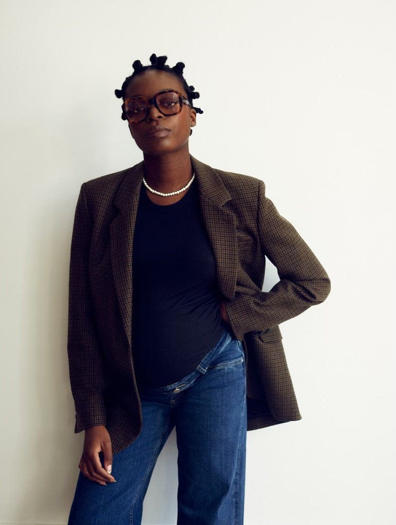 Ribbed Pregnancy Tank (Black/White/Grey Melange) made by Ilouity