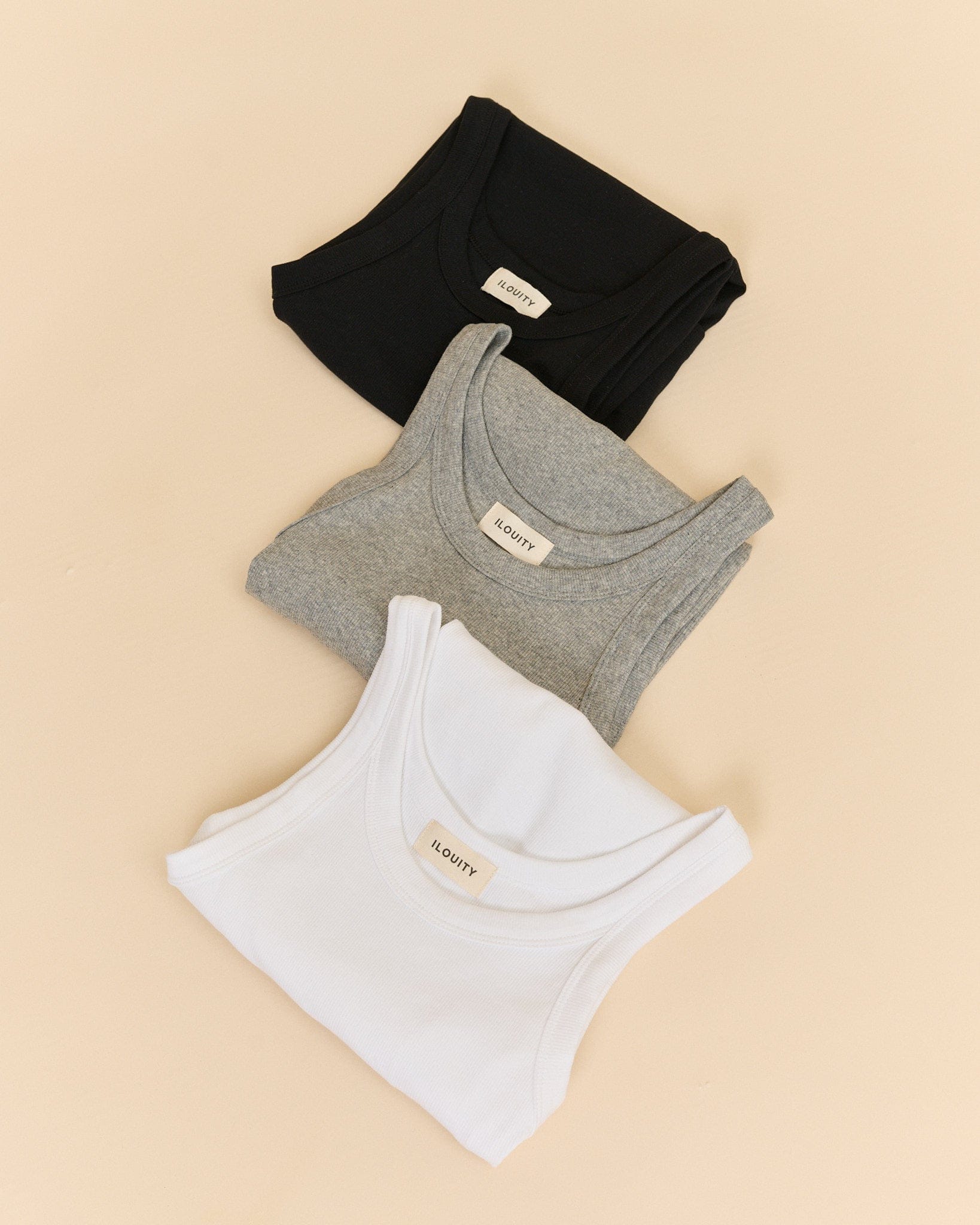 Ribbed Pregnancy Tank (Black/White/Grey Melange) made by Ilouity