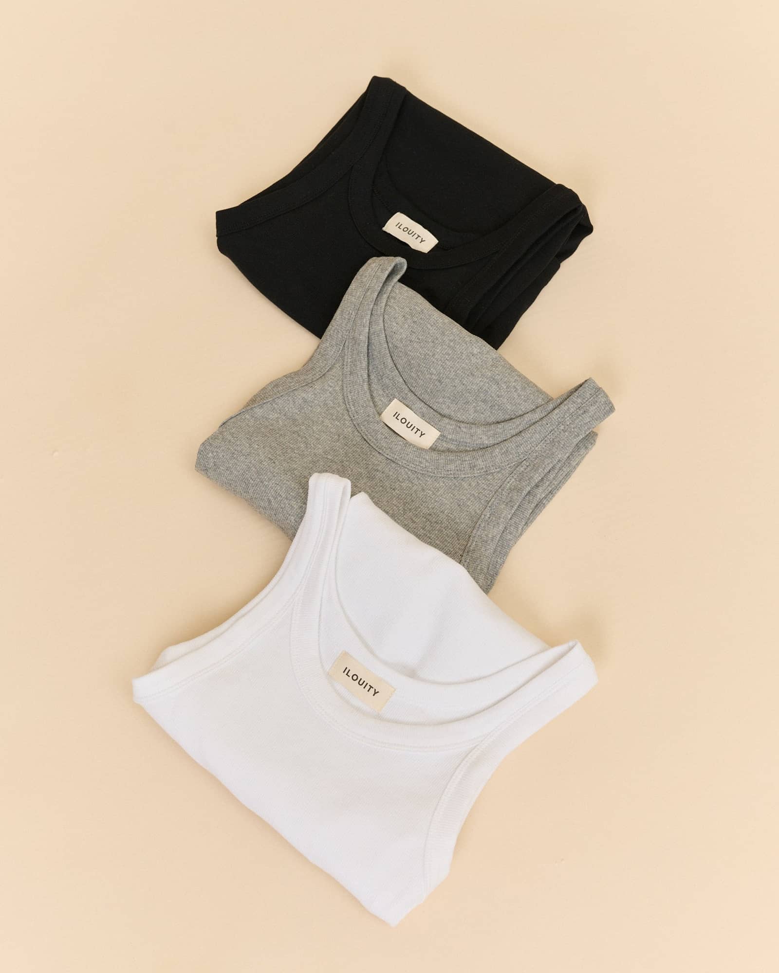 Ribbed Pregnancy Tank (Black/White/Grey Melange) made by Ilouity