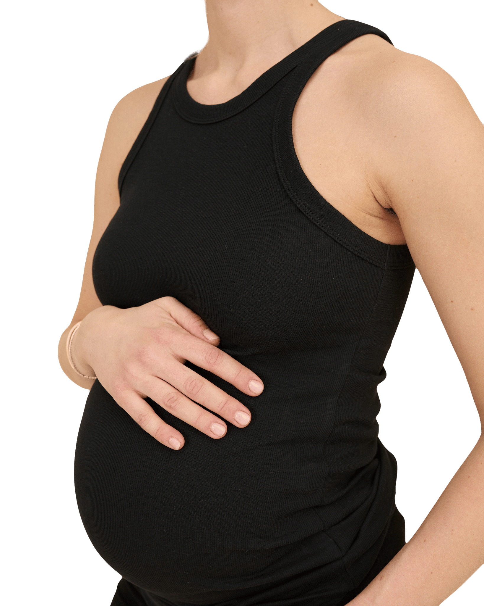 Ribbed Pregnancy Tank (Black/White/Grey Melange) made by Ilouity