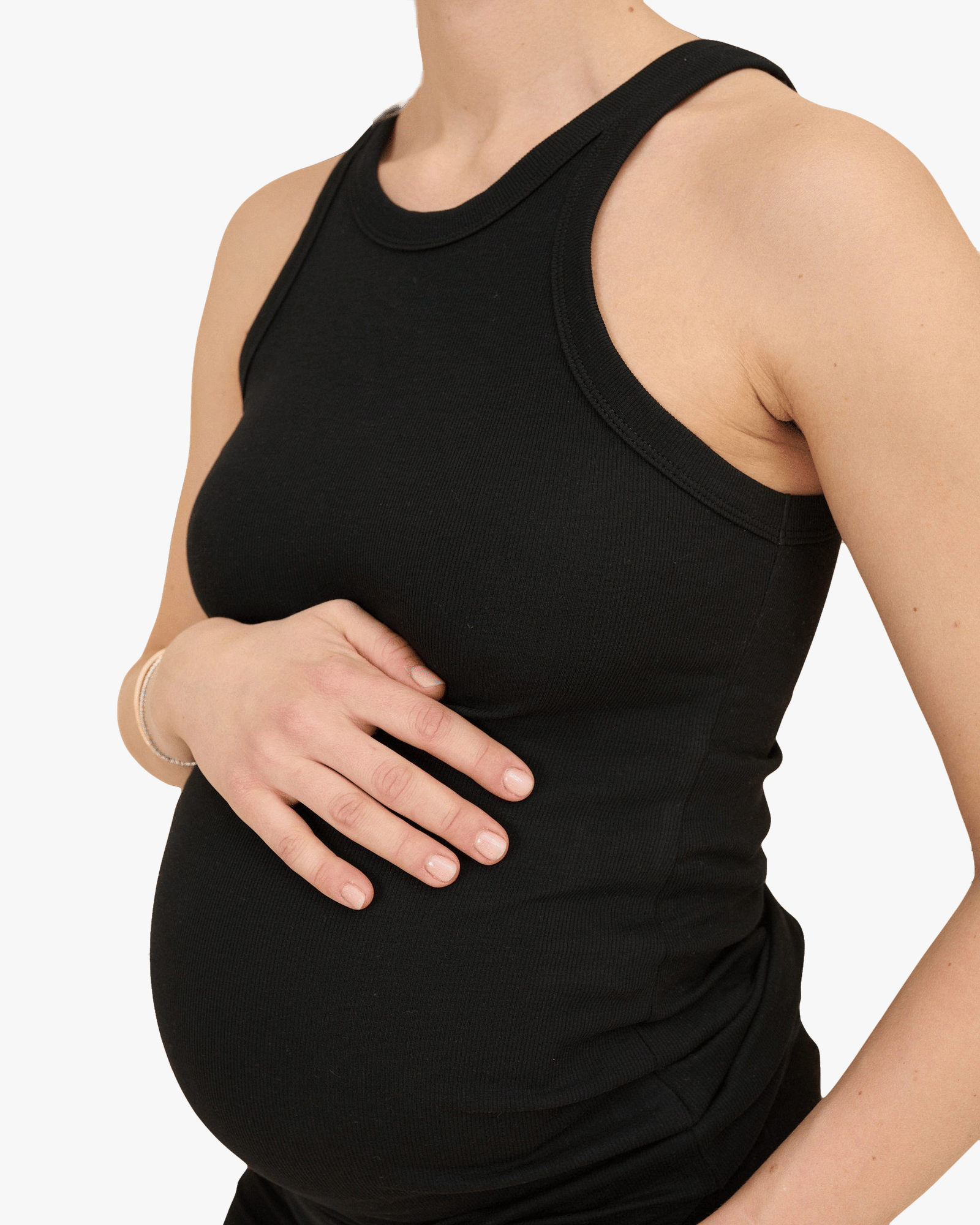 Ribbed Pregnancy Tank (Black/White/Grey Melange) made by Ilouity