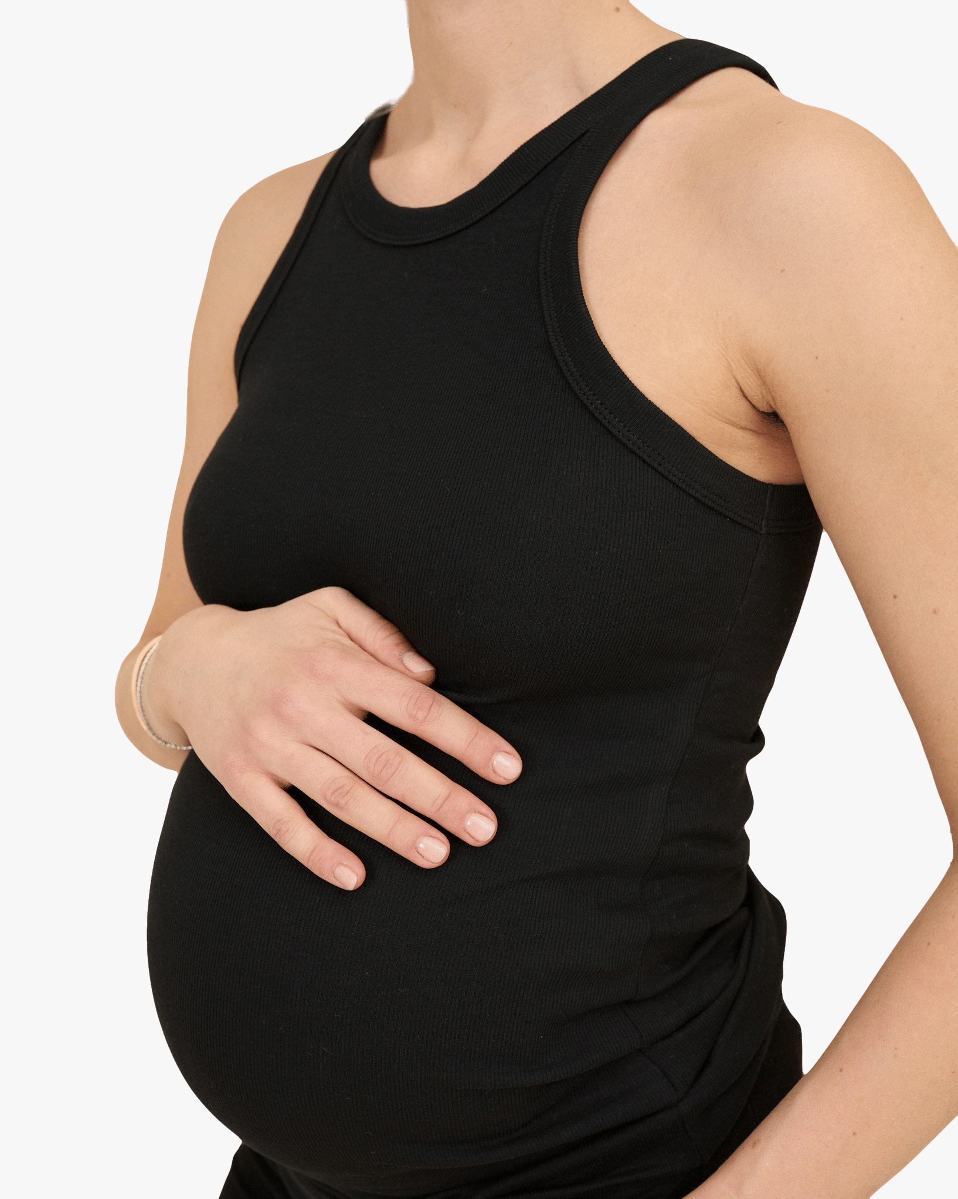 Ribbed Pregnancy Tank (Black/White/Grey Melange) made by Ilouity
