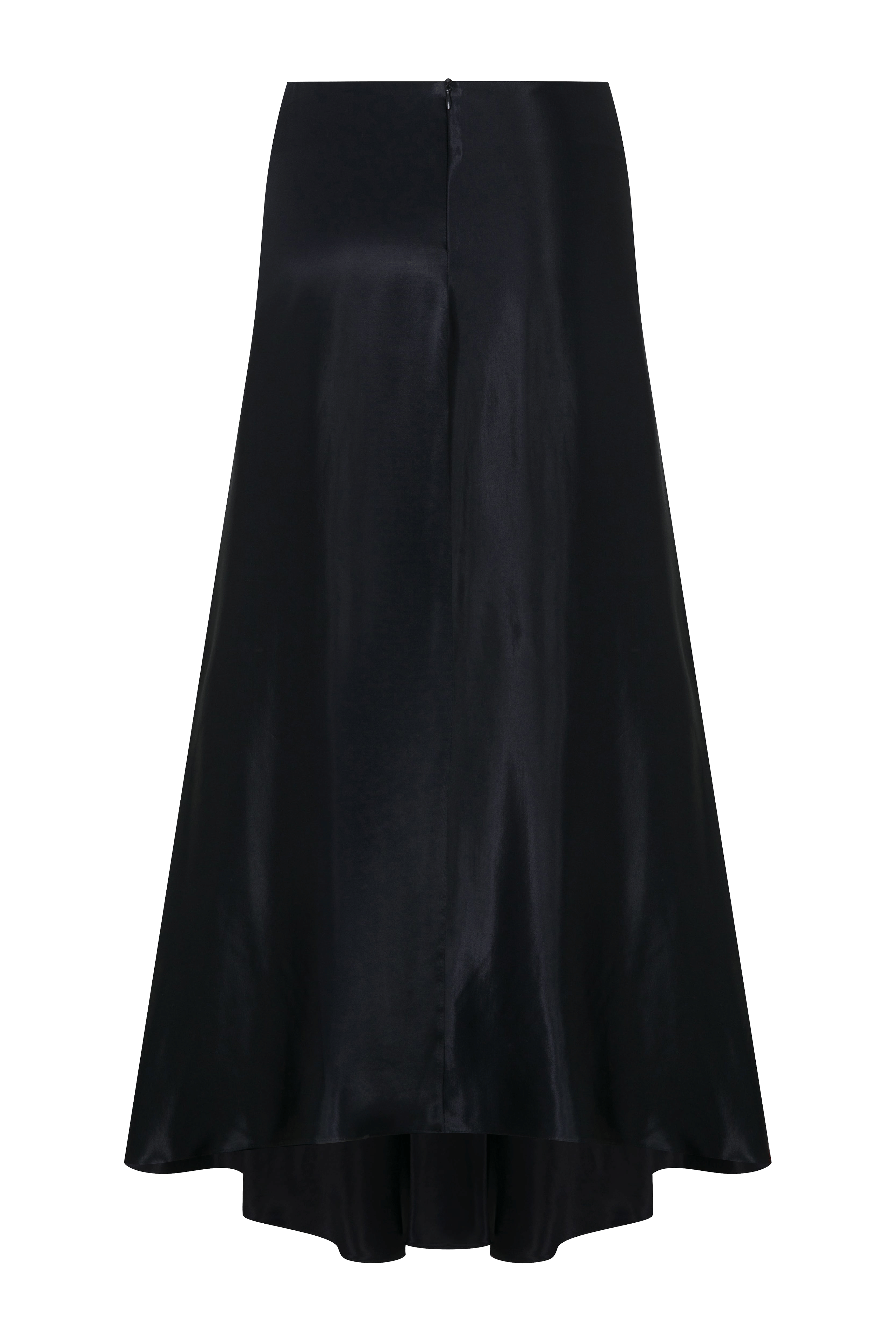 Lia Satin Maxi Skirt in Black made by Nazli Ceren