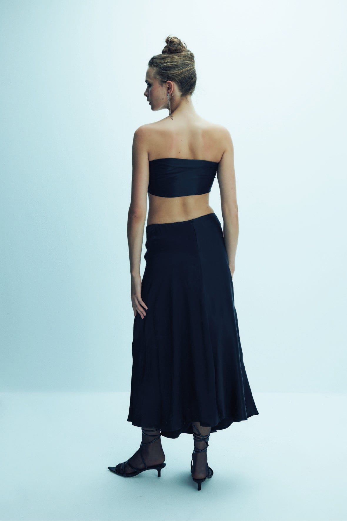 Lia Satin Maxi Skirt in Black made by Nazli Ceren