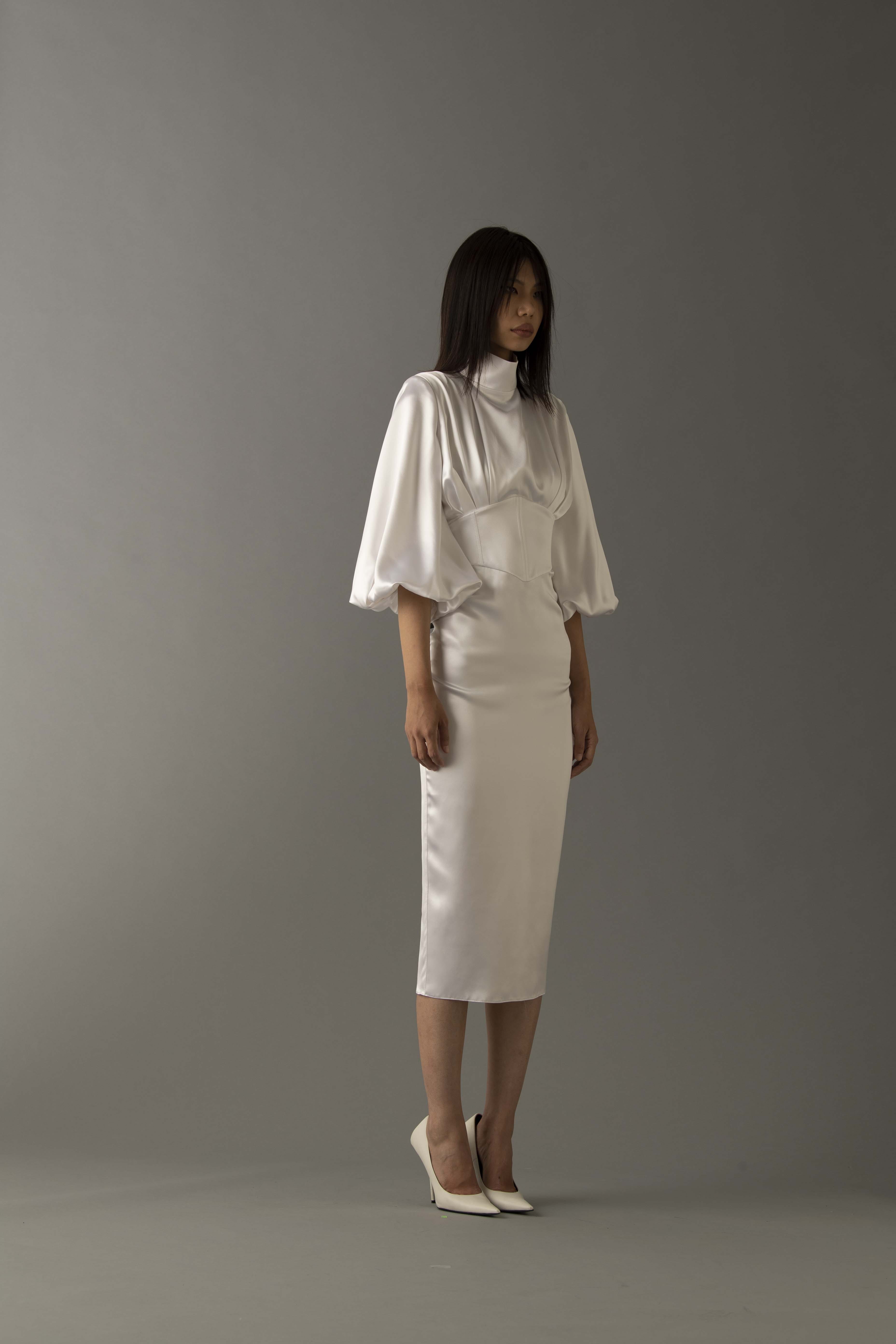 All about EVE SILK DRESS in White made by Vestiaire d'un Oiseau Libre
