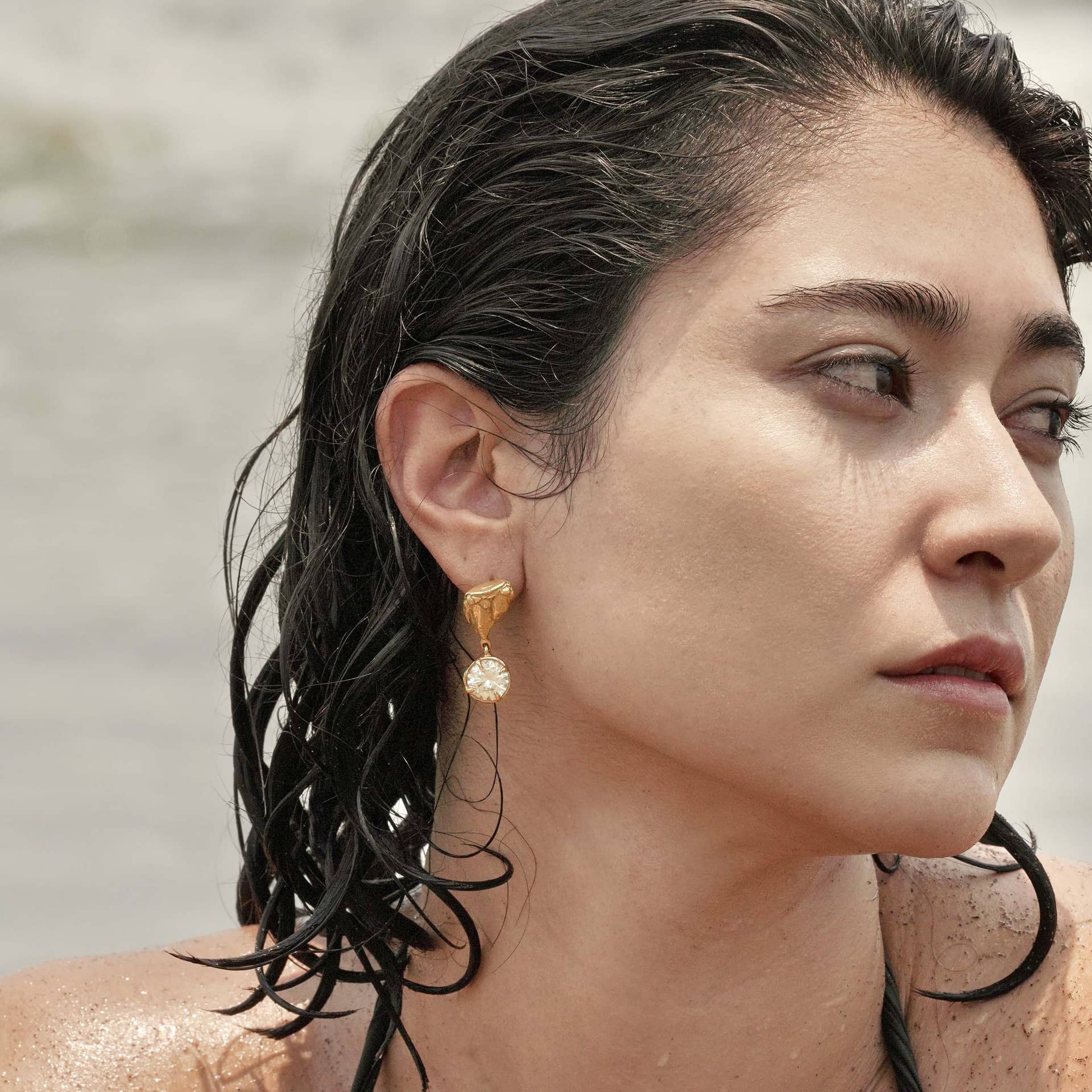 Tota White Sapphire Earrings made by Loveness Lee