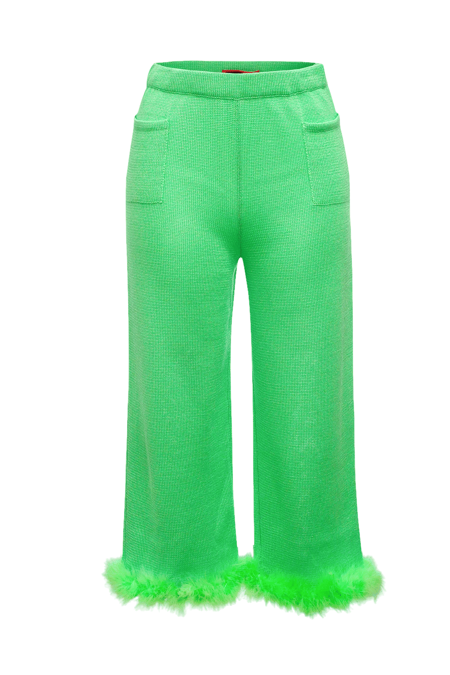 Mint knit pants with feather details made by ANDREEVA