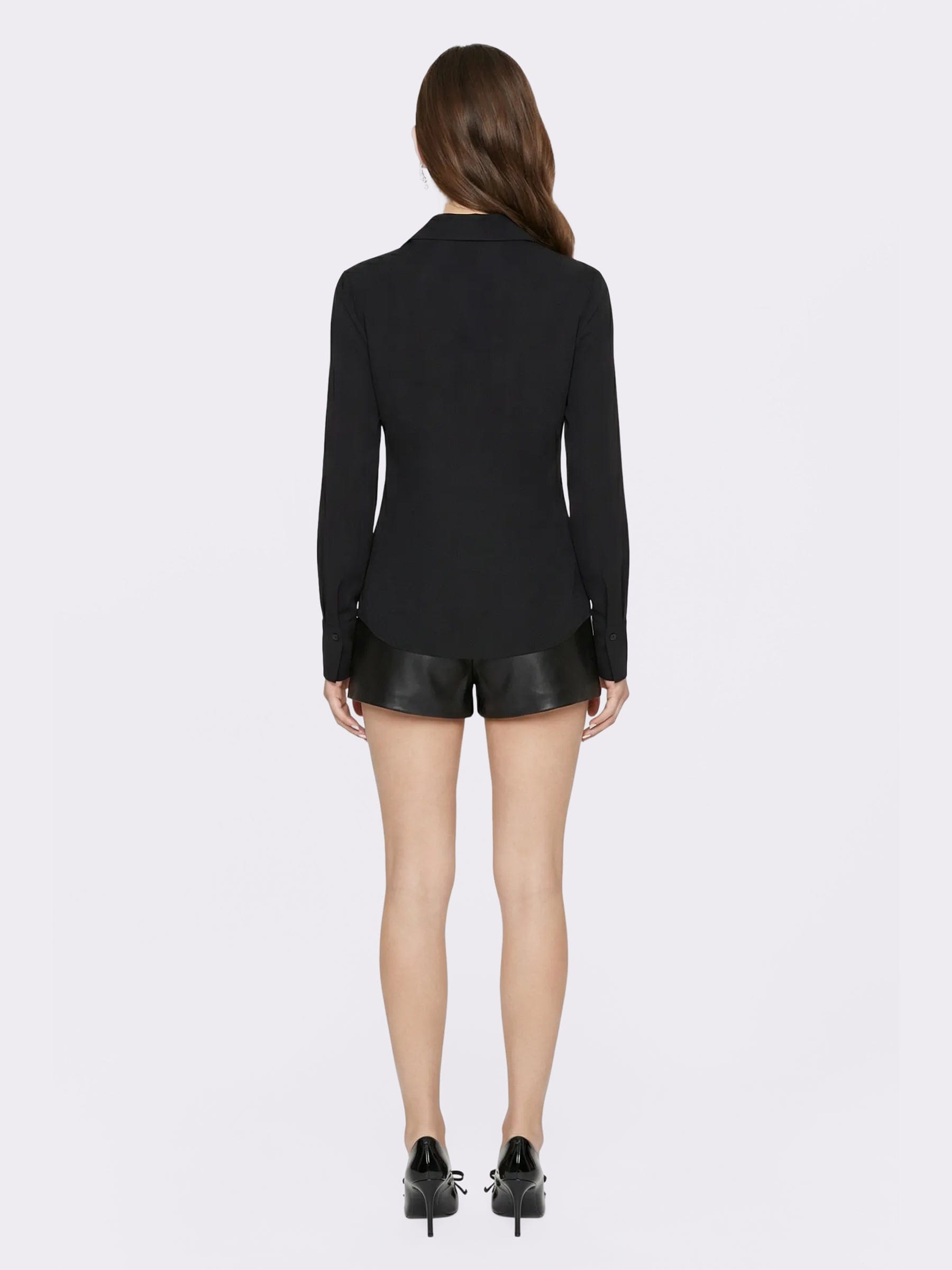 Georgina Tailored Long Sleeve Black Button-Down Shirt made by Nana Jacqueline