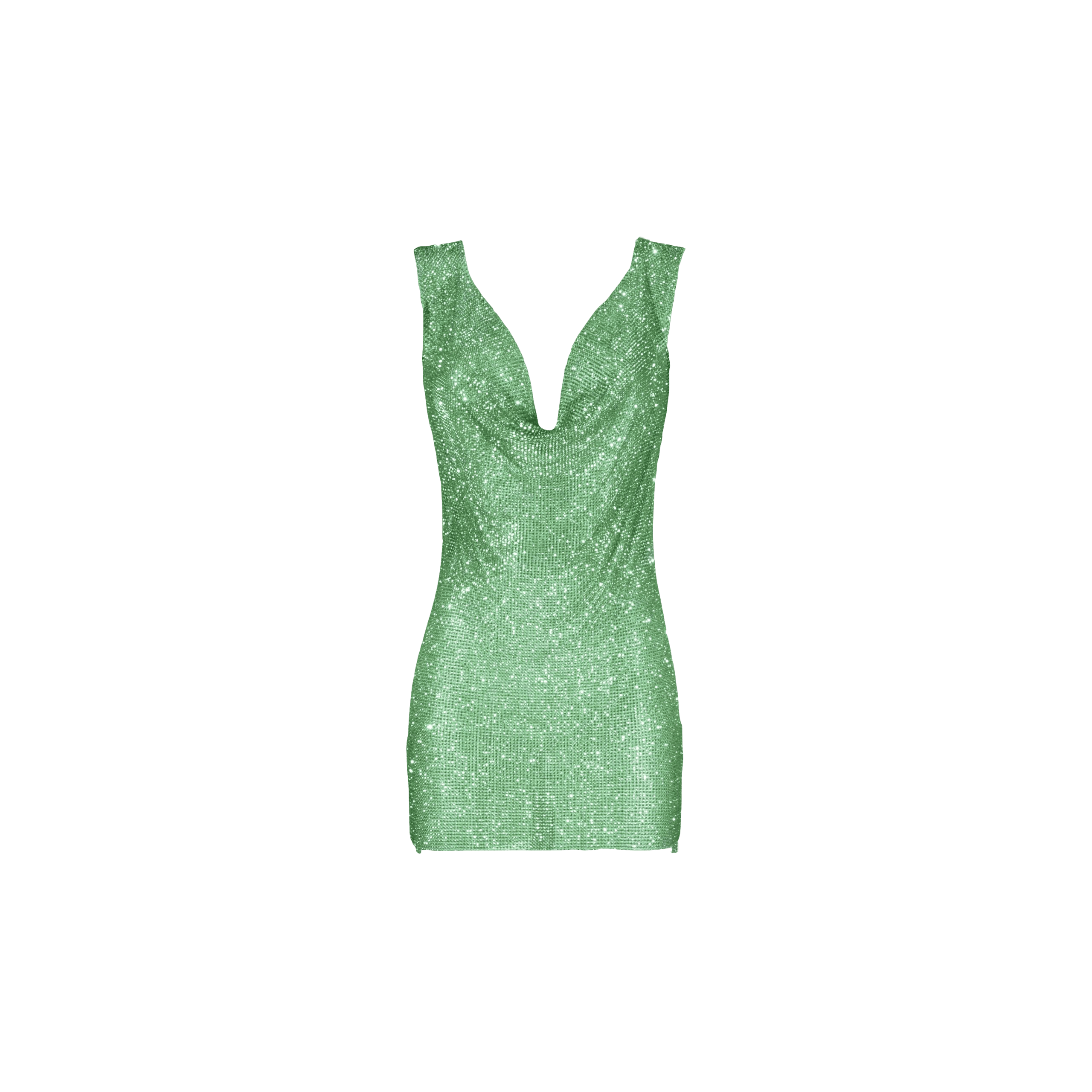 Apple green crystals draped dress made by Daniele Morena