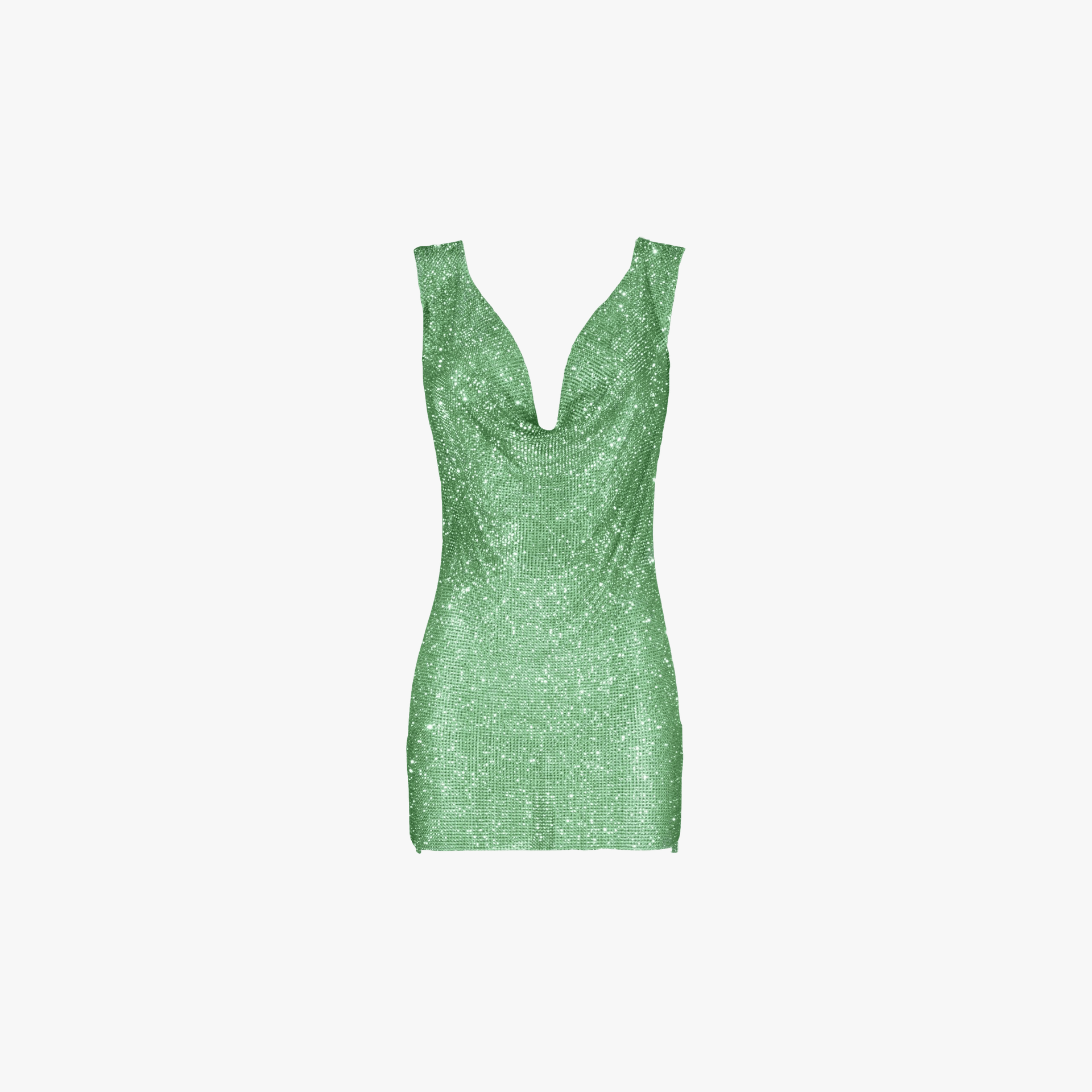 Apple green crystals draped dress made by Daniele Morena