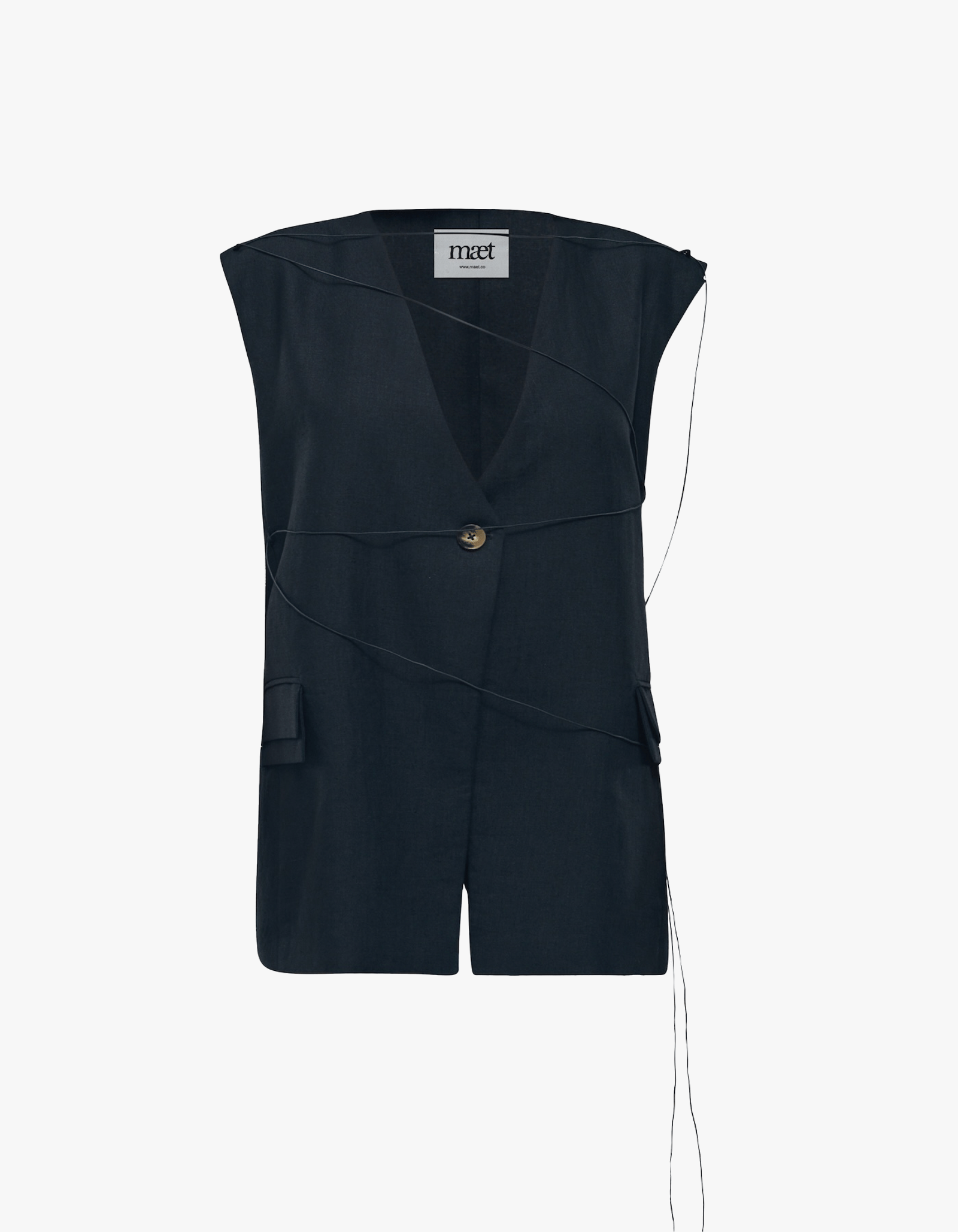 MEILANI Black Linen Vest made by MAET