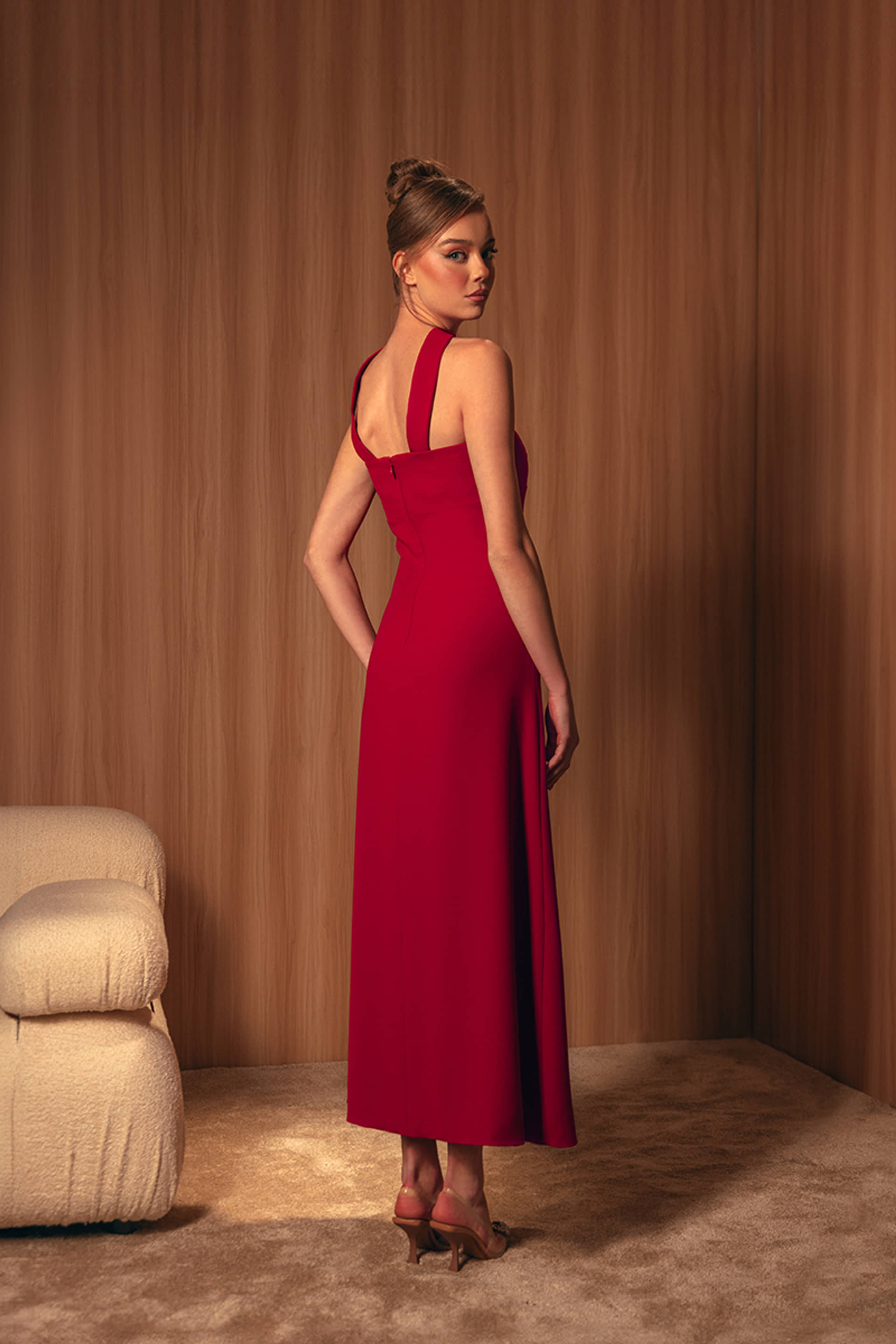 EMBROIDERED RED BOW-DETAILED DRESS made by Monika Dimova