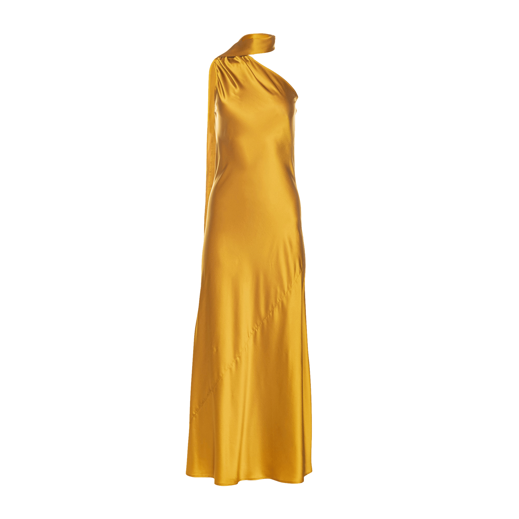 Amal Silk Slip Dress with Floral Corsage in Yellow made by Vasiliki