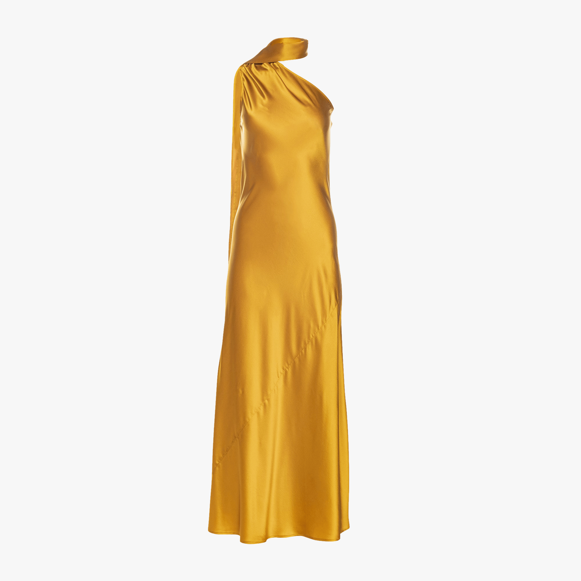 Amal Silk Slip Dress with Floral Corsage in Yellow made by Vasiliki