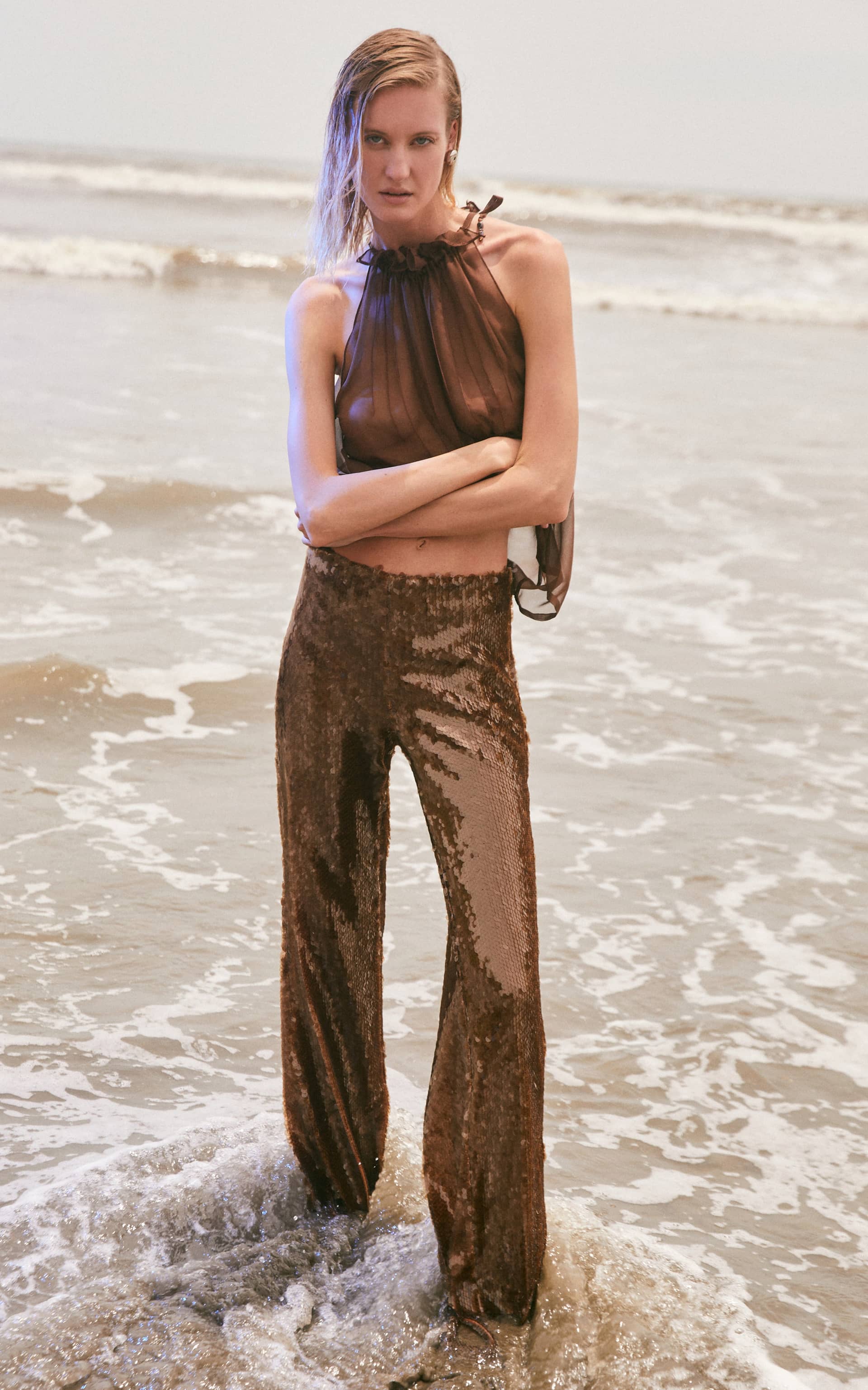 Hilo 100% Chiffon Top in Brown made by Francesca Miranda