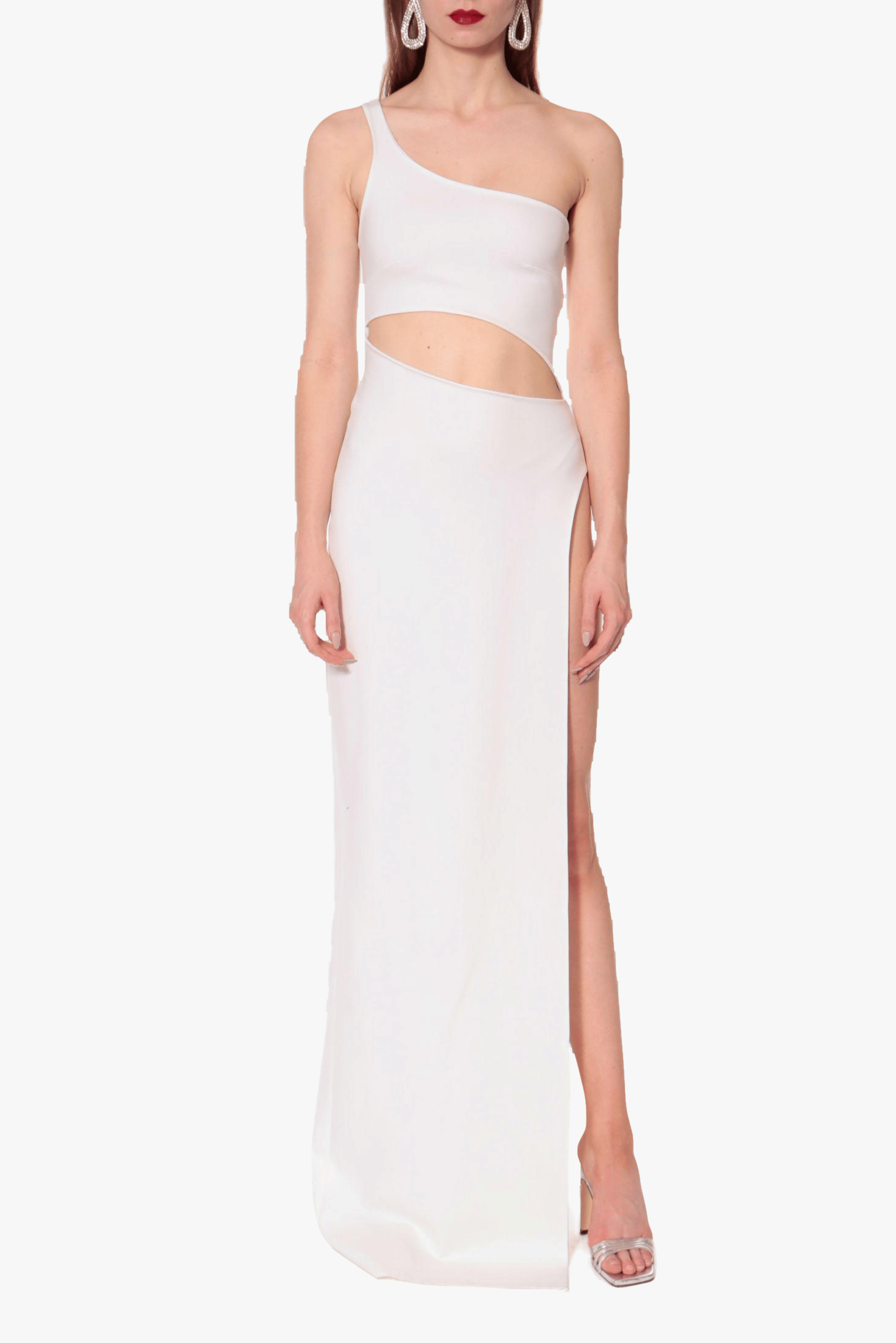 Dress Gina All White in White made by HALEWSKI