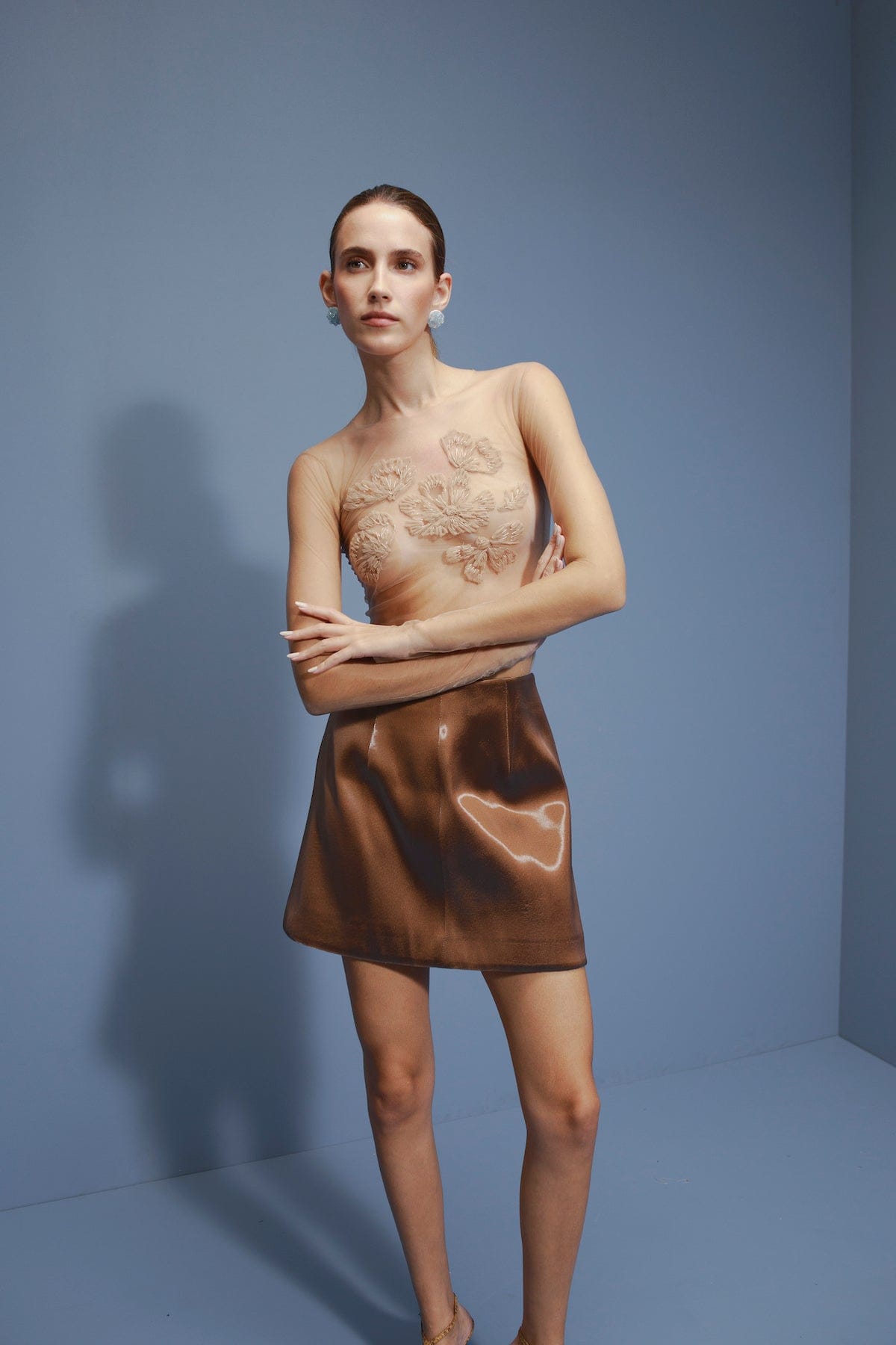 Erden Hand-Embroidered Tulle Body - Nude made by Francesca Miranda