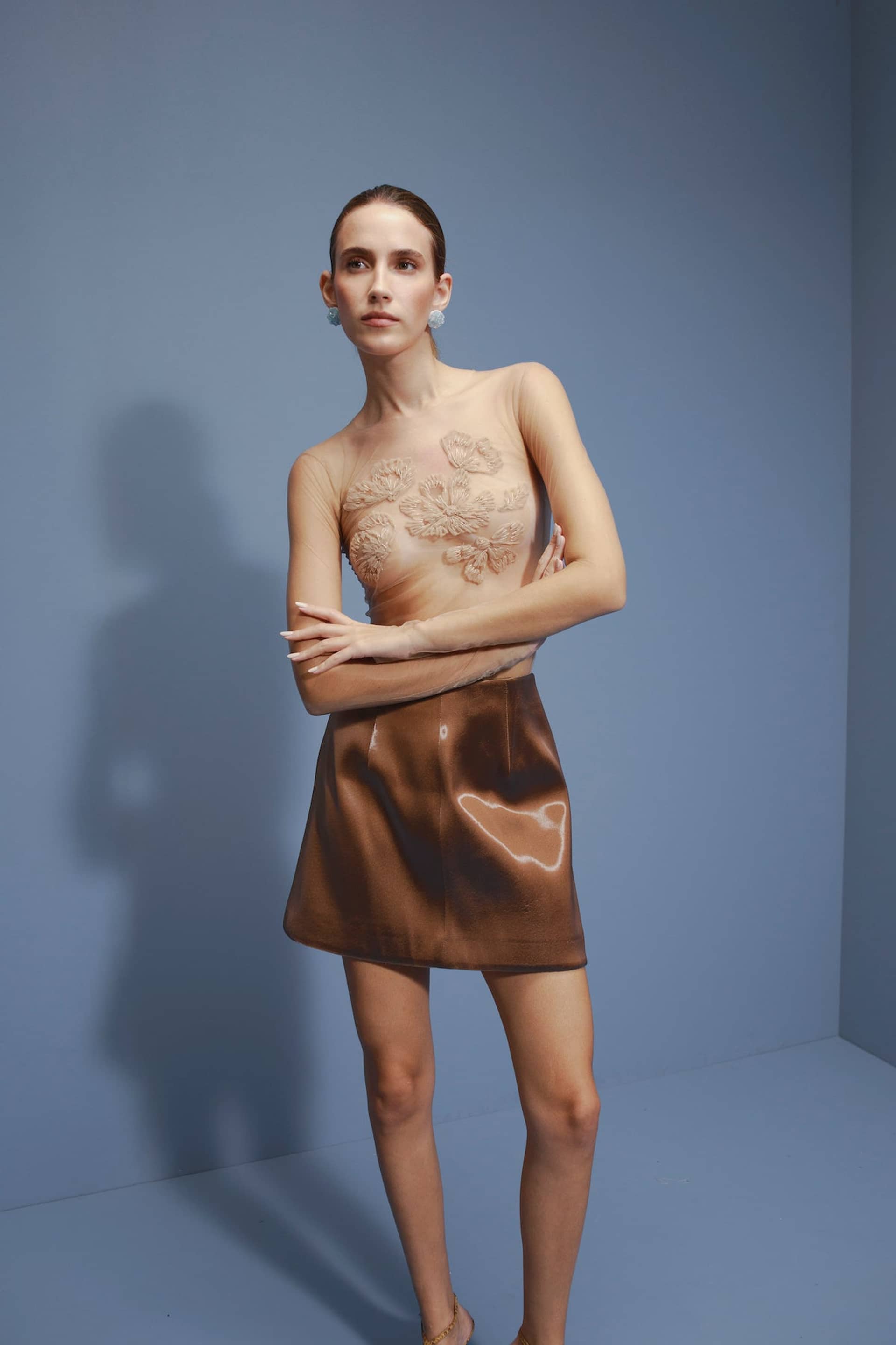 Erden Hand-Embroidered Tulle Body - Nude made by Francesca Miranda