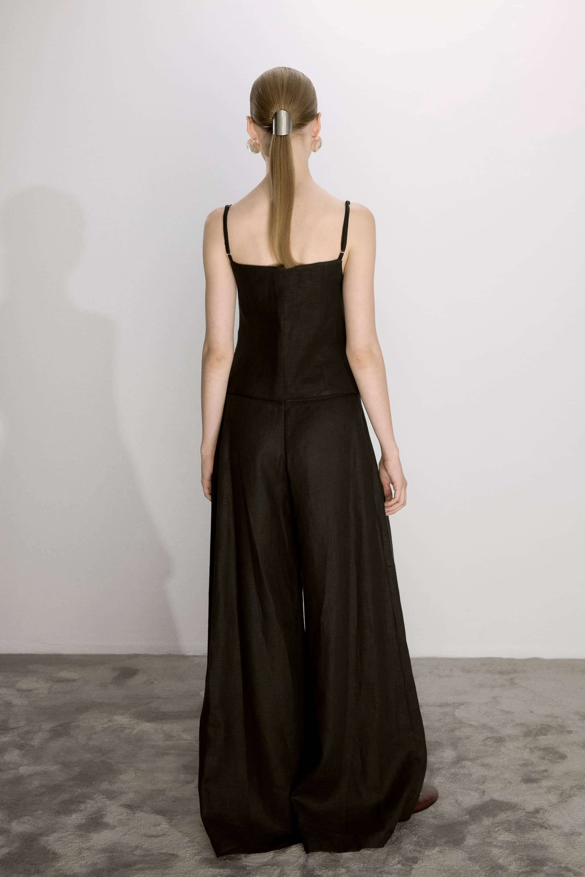 Marona Linen Top In Black made by Nazli Ceren