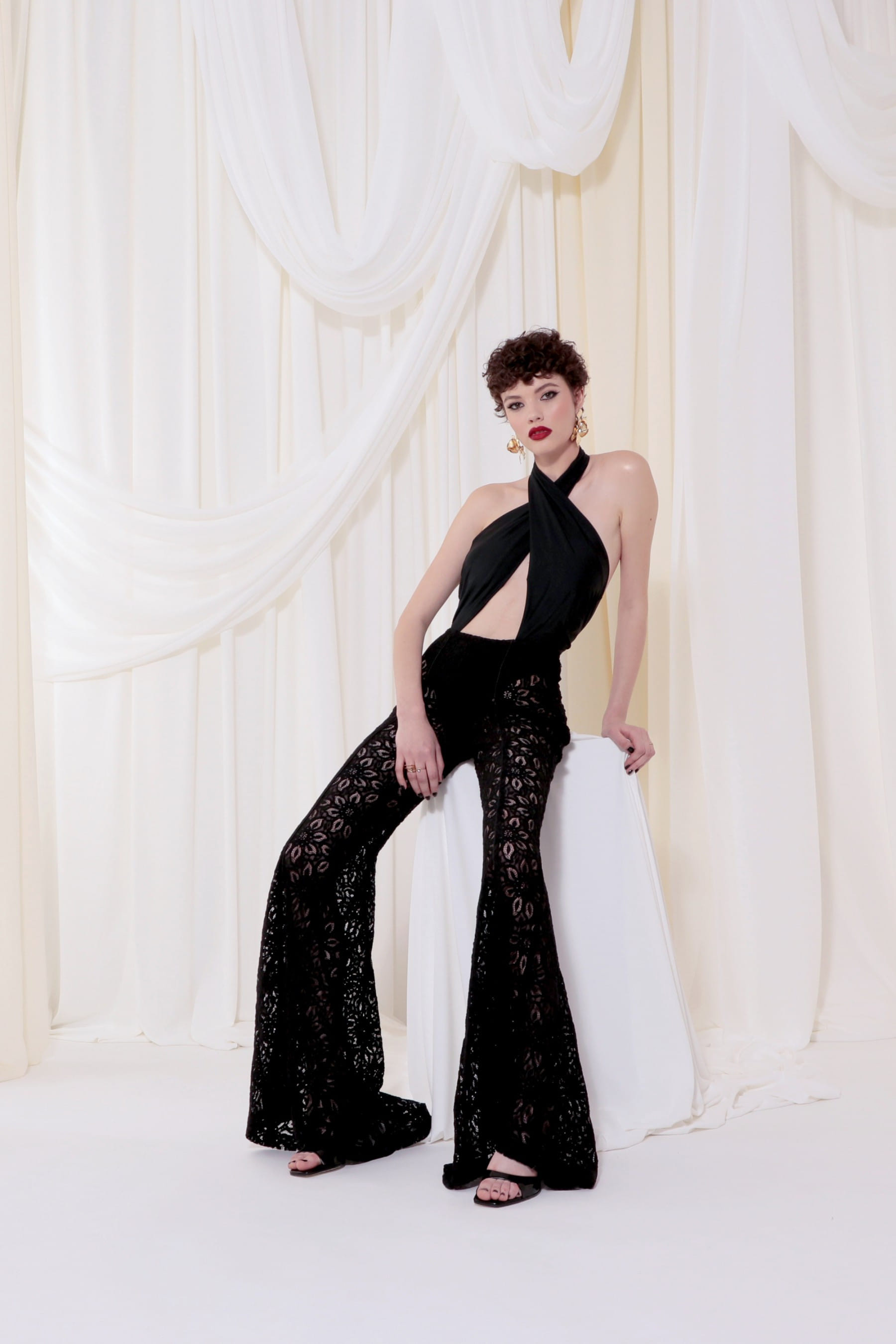 Lace Pants Adley Black made by HALEWSKI