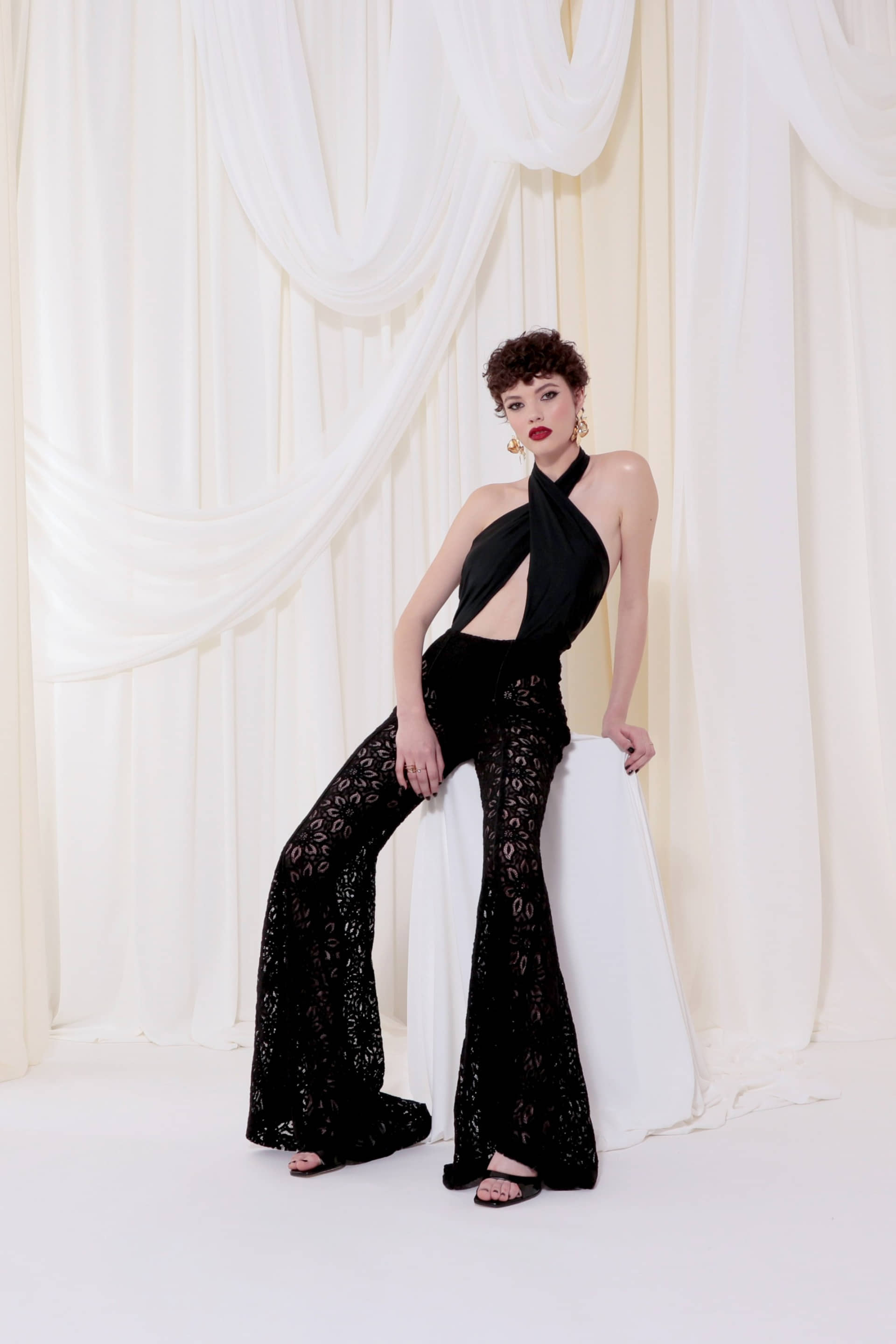 Lace Pants Adley Black made by HALEWSKI