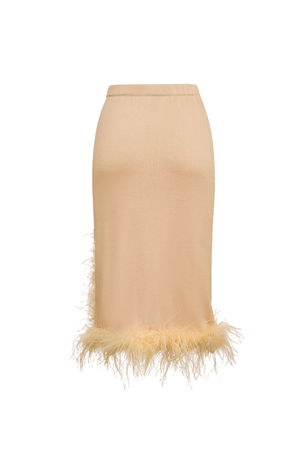 Peach Knit Skirt-Dress With Feathers made by ANDREEVA