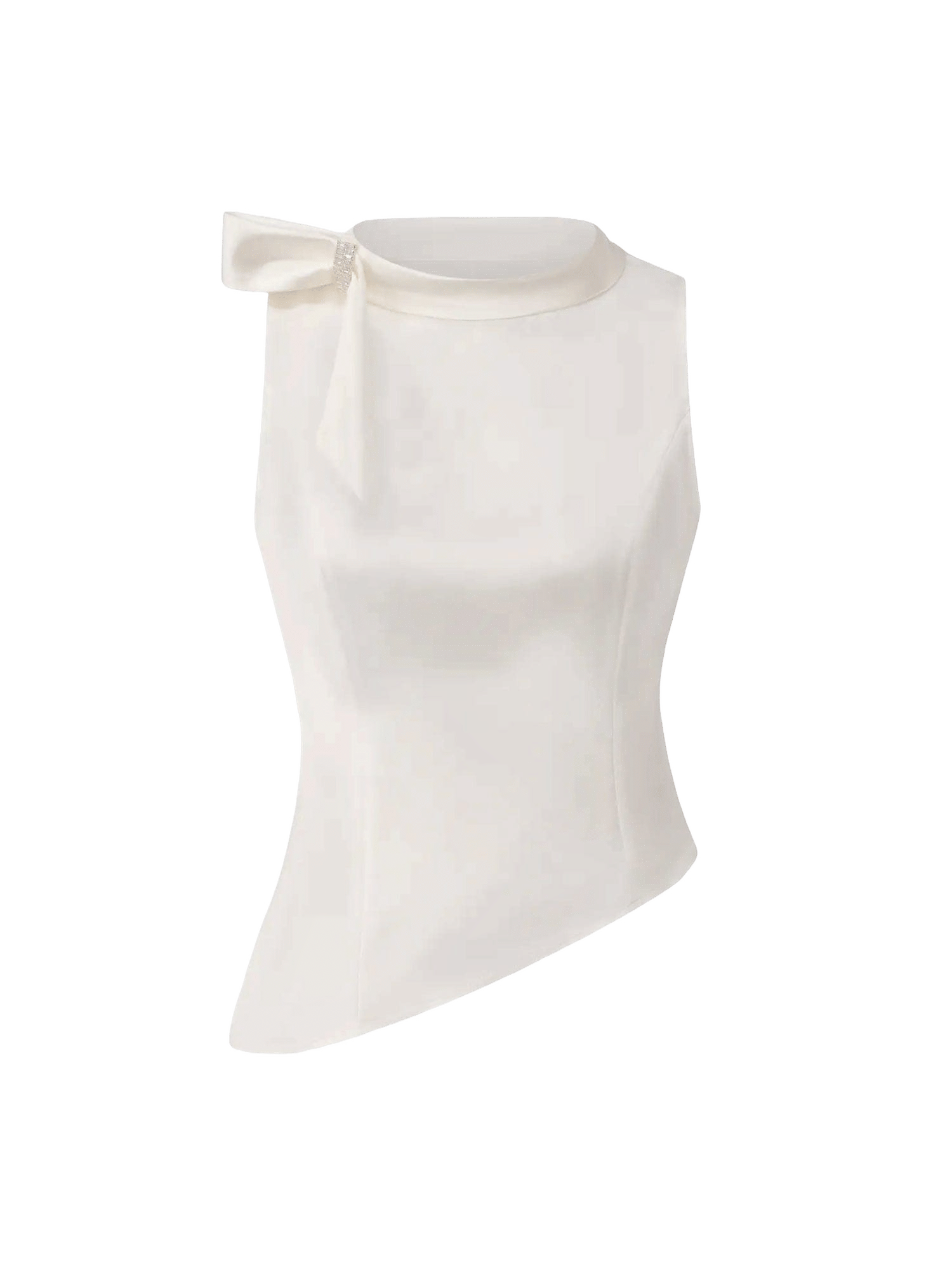 Lily Satin Bow Detail White Top made by Nana Jacqueline