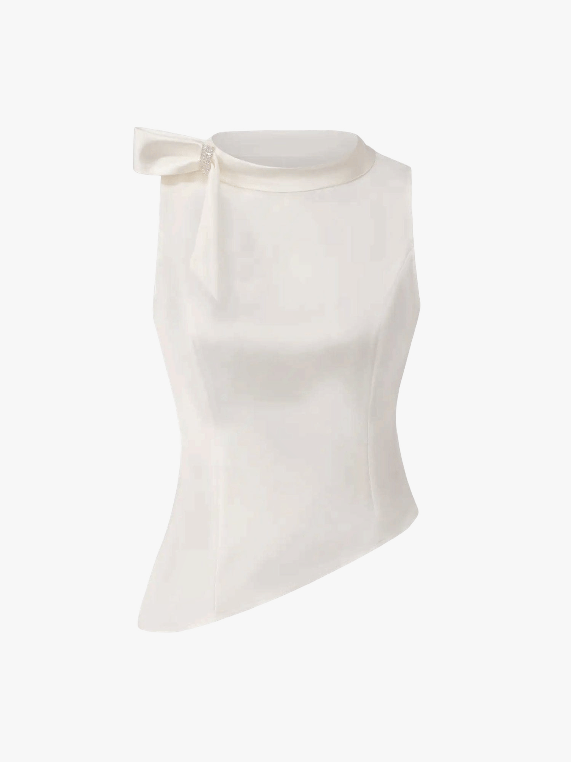 Lily Satin Bow Detail White Top made by Nana Jacqueline