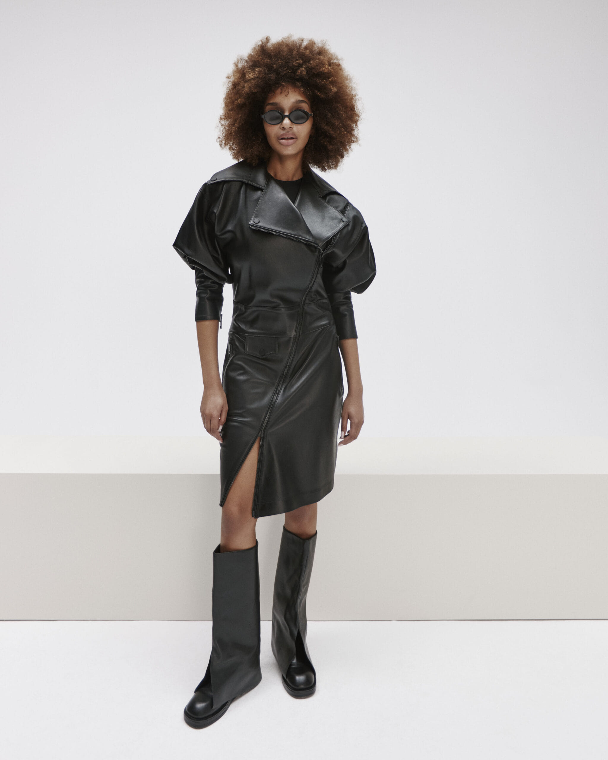 Zipped Midi Leather Dress made by YAVORSKA