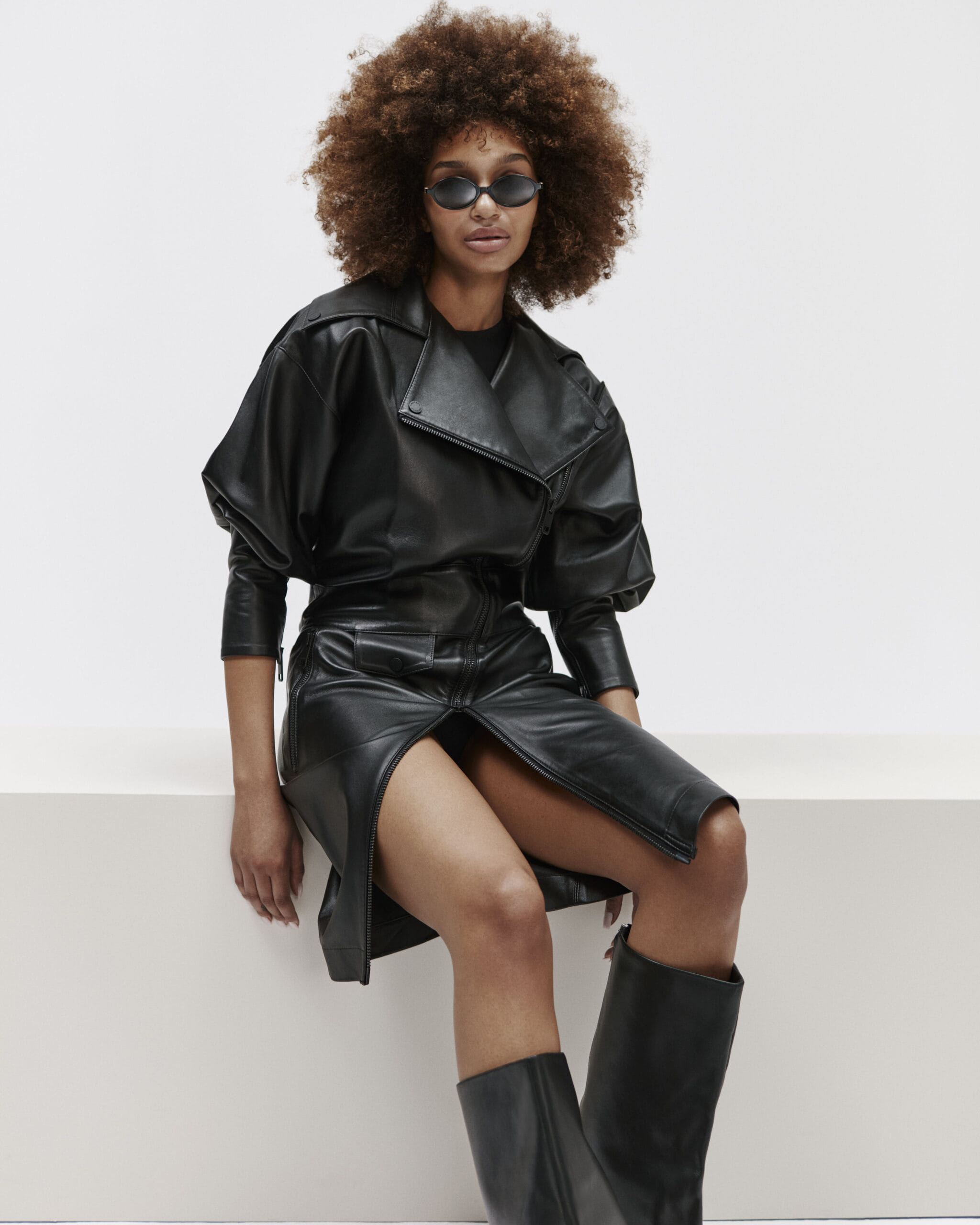 Zipped Midi Leather Dress made by YAVORSKA