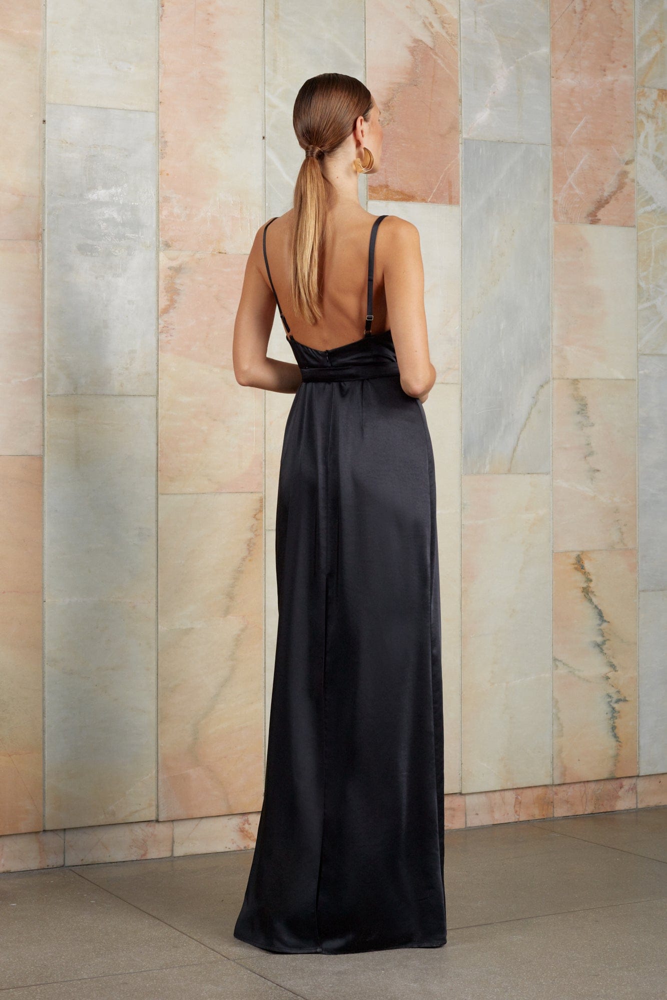 AMILA black open back maxi dress made by UNDRESS