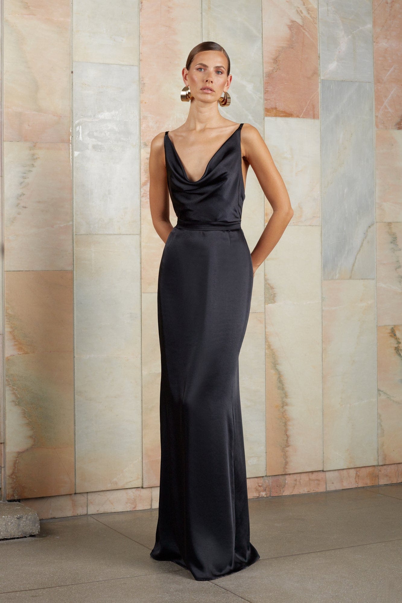 AMILA black open back maxi dress made by UNDRESS